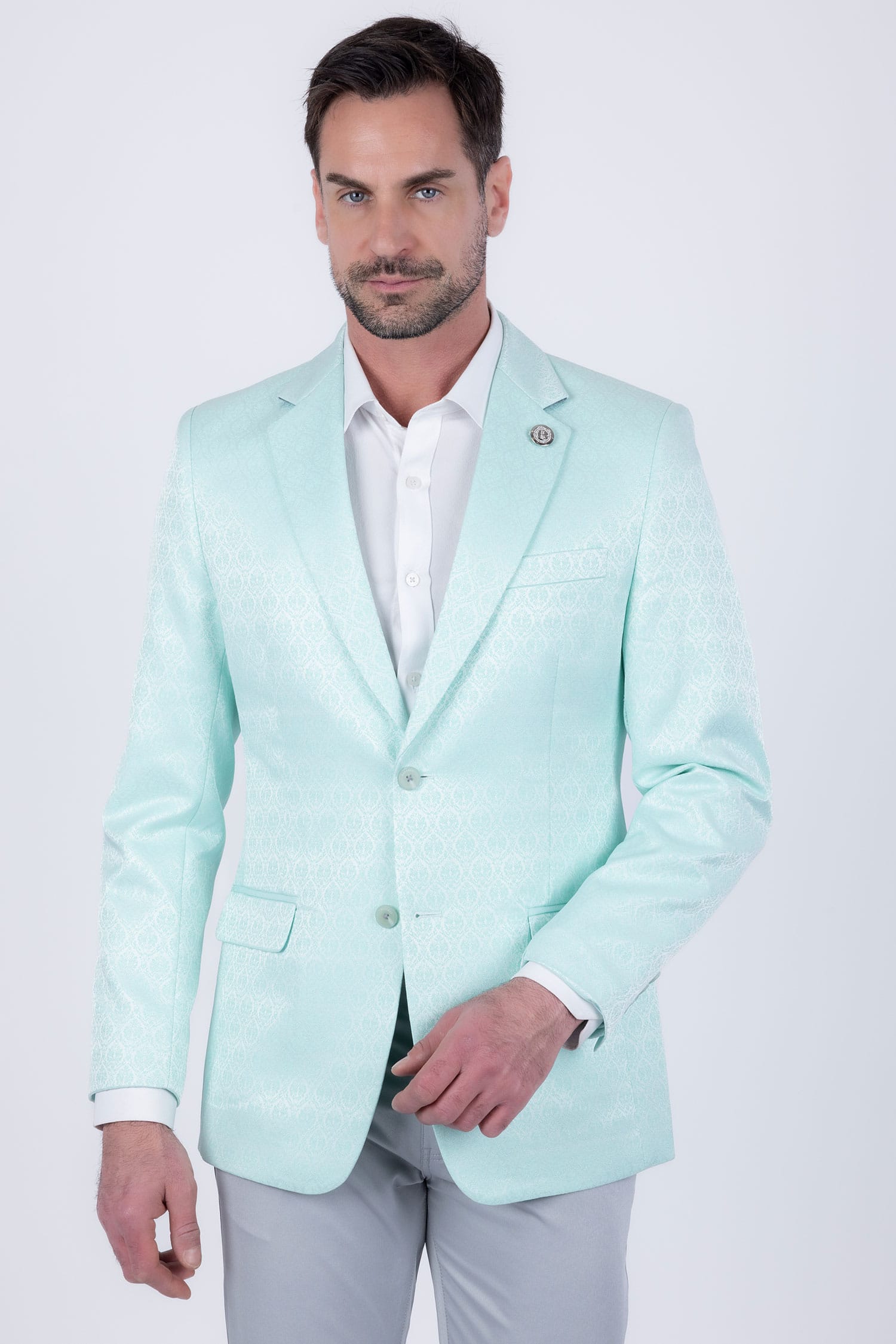 Barabas Men's Floral Pattern Notch Lapel Casual Blazer 5BL24 Green