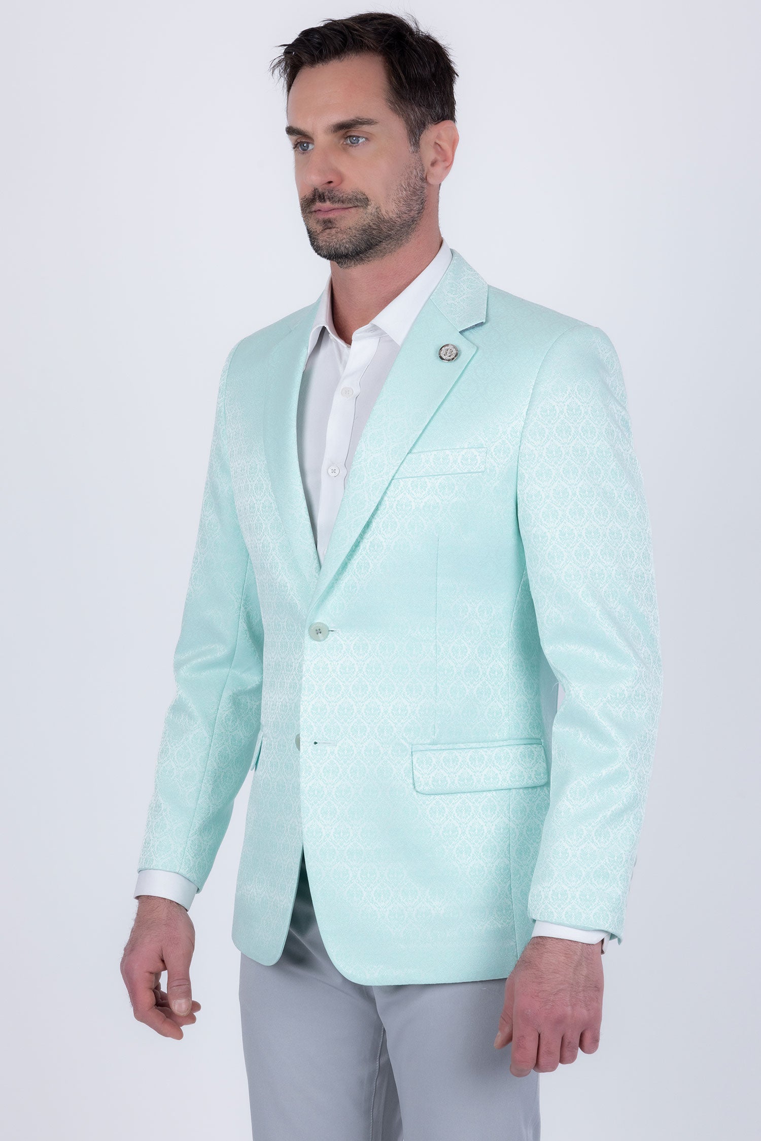 Barabas Men's Floral Pattern Notch Lapel Casual Blazer 5BL24 Mint