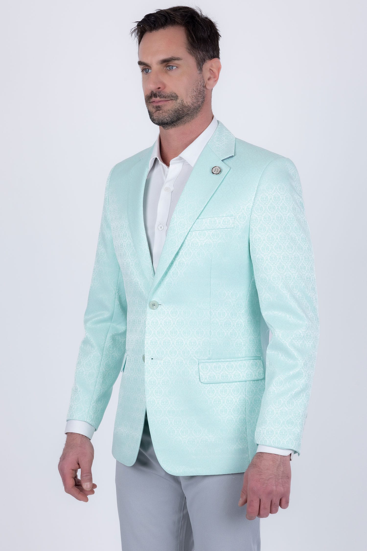Barabas Men's Floral Pattern Notch Lapel Casual Blazer 5BL24 Mint