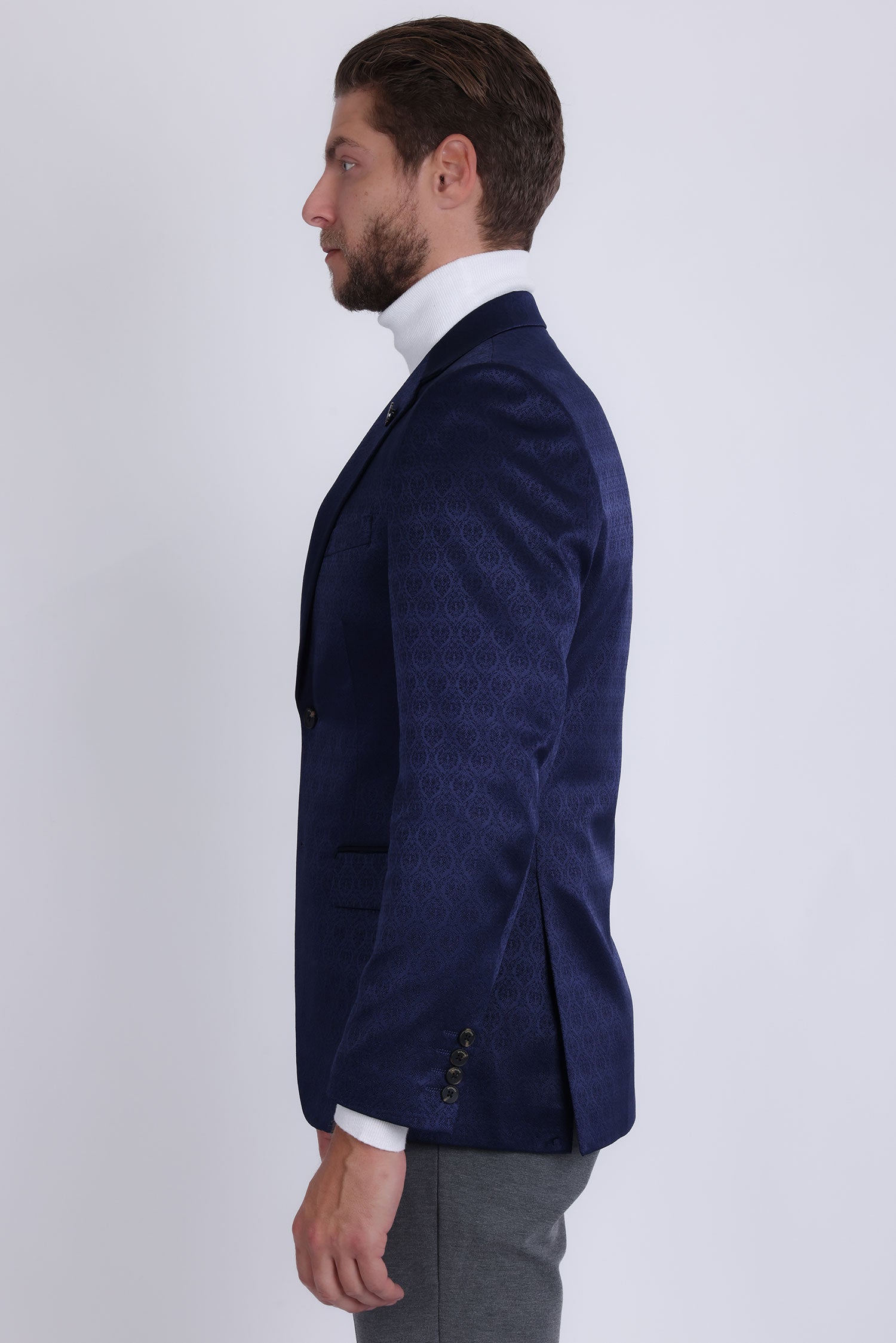 Barabas Men's Floral Pattern Notch Lapel Casual Blazer 5BL24 Navy