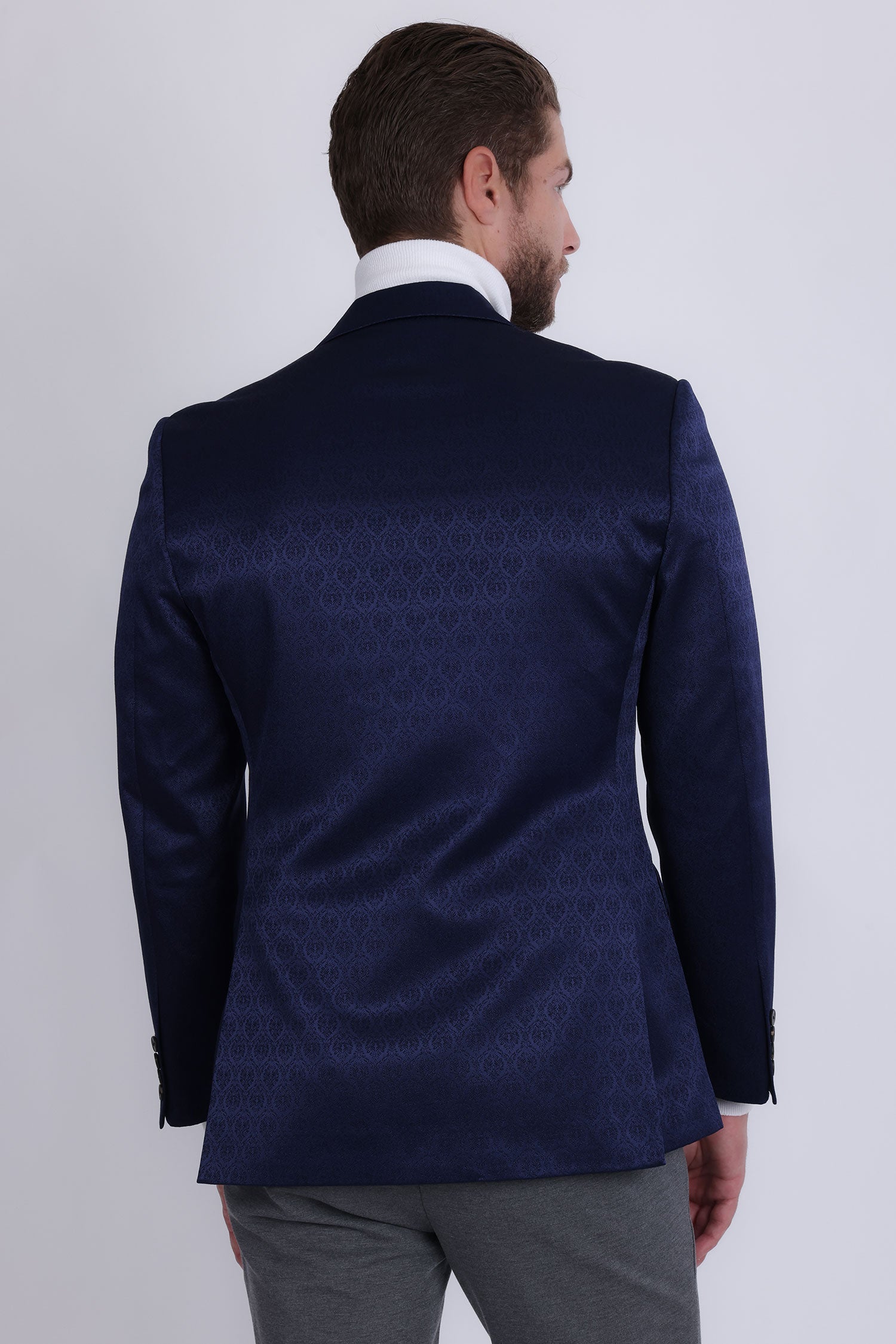 Barabas Men's Floral Pattern Notch Lapel Casual Blazer 5BL24 Navy