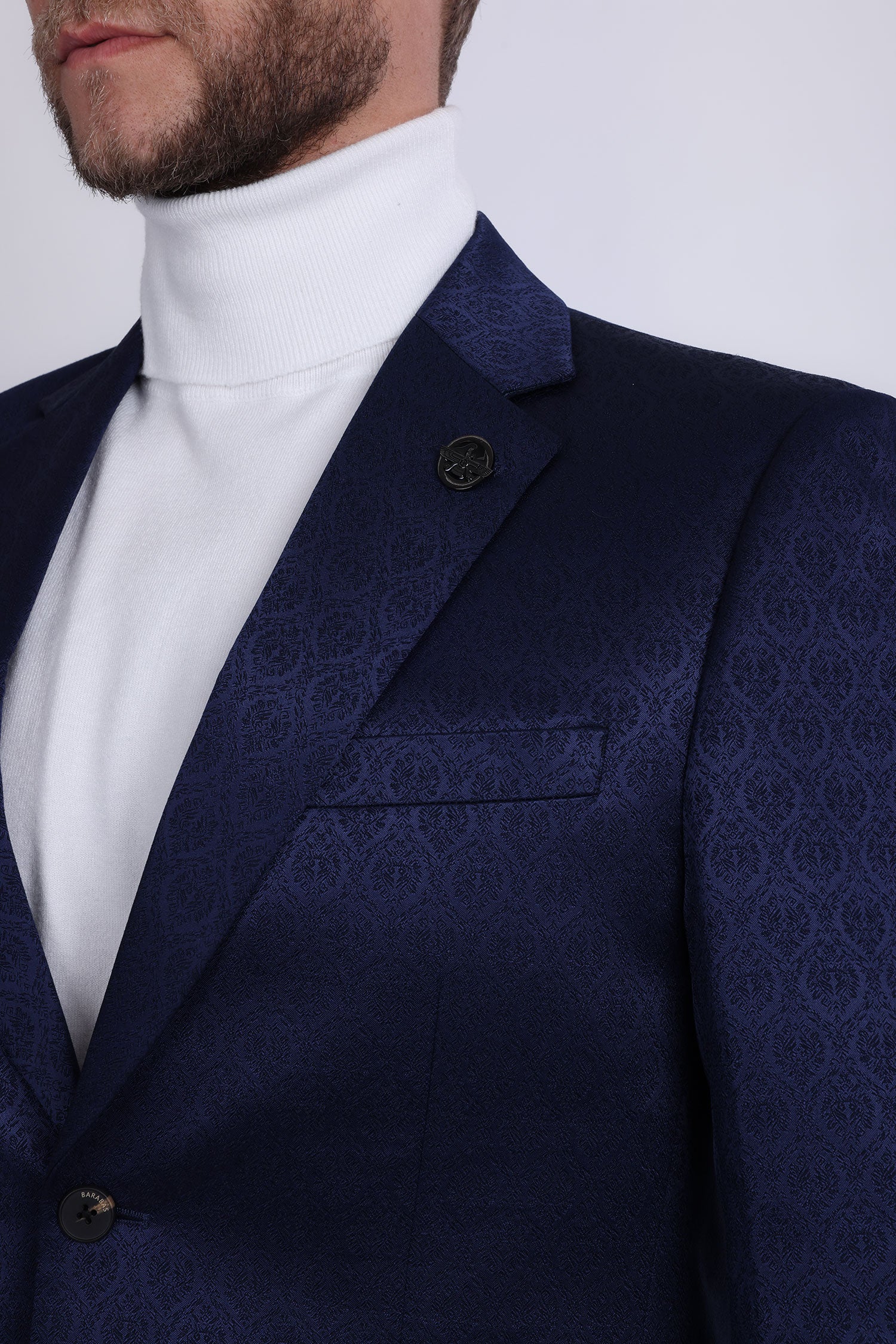 Barabas Men's Floral Pattern Notch Lapel Casual Blazer 5BL24 Navy
