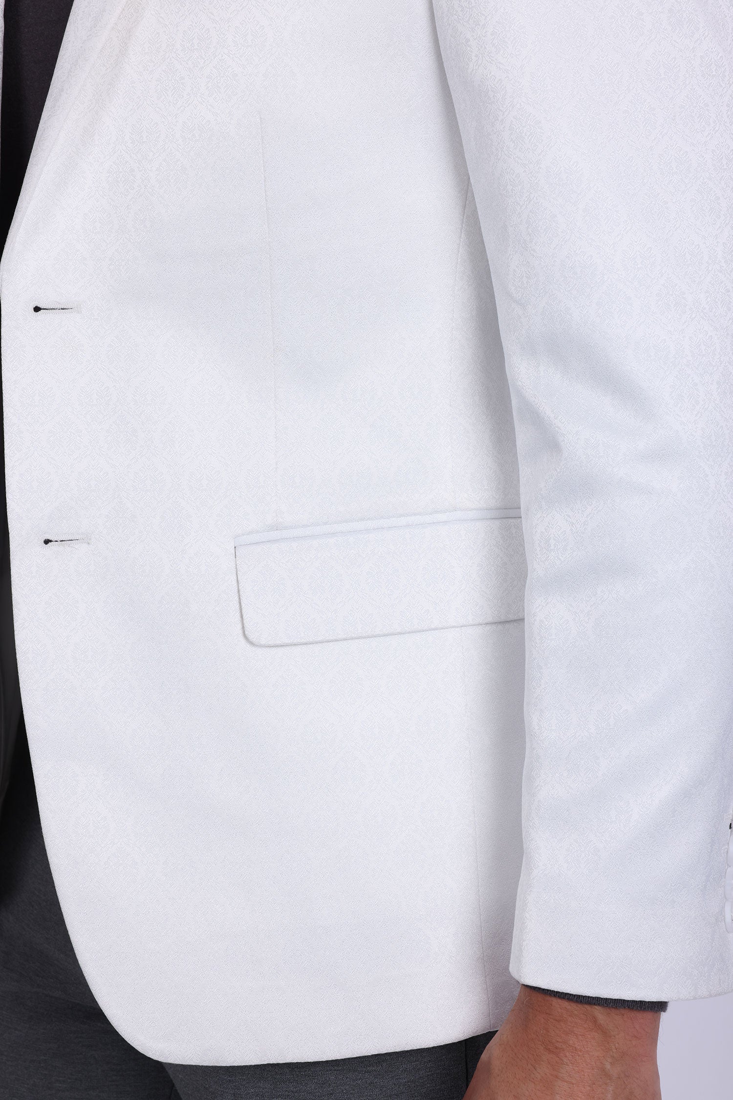 Barabas Men's Floral Pattern Notch Lapel Casual Blazer 5BL24 White