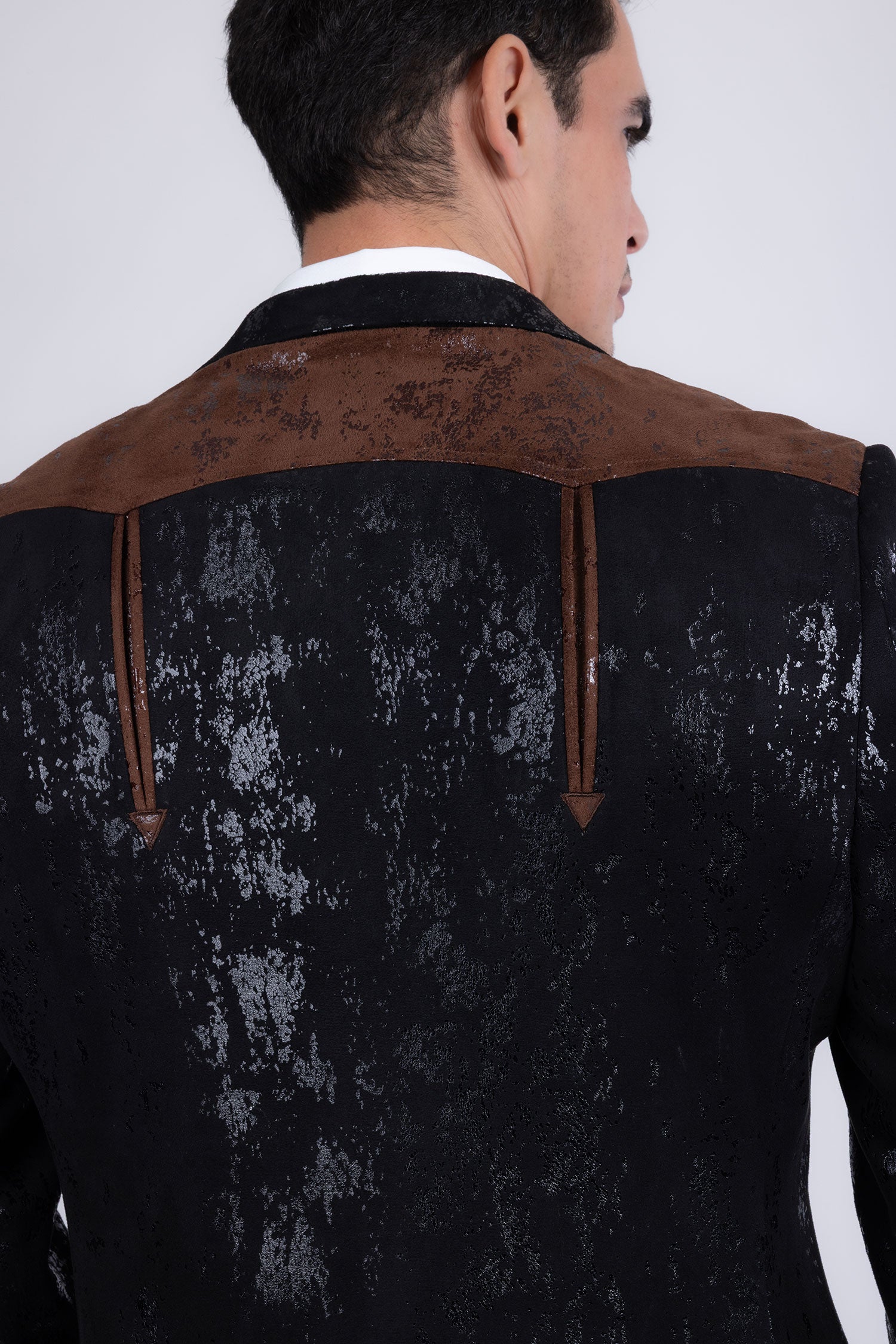 Barabas Men's Western Suede Notch Lapel Casual Blazer 5BL27 Black