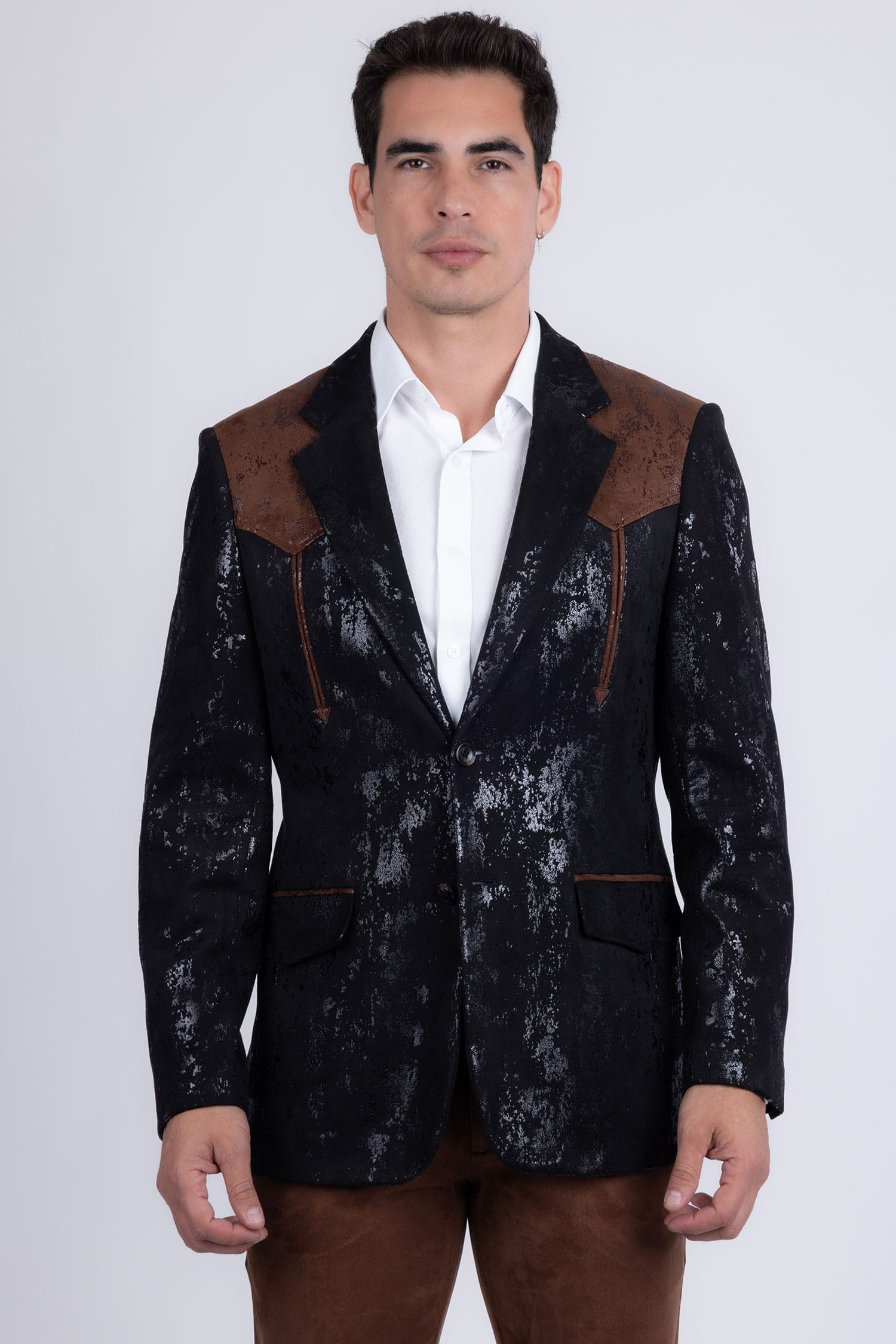 Barabas Men's Western Suede Notch Lapel Casual Blazer 5BL27 Black