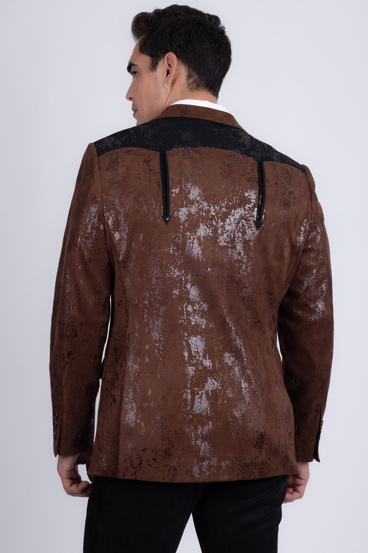 Barabas Men's Western Suede Notch Lapel Casual Blazer 5BL27 Brown