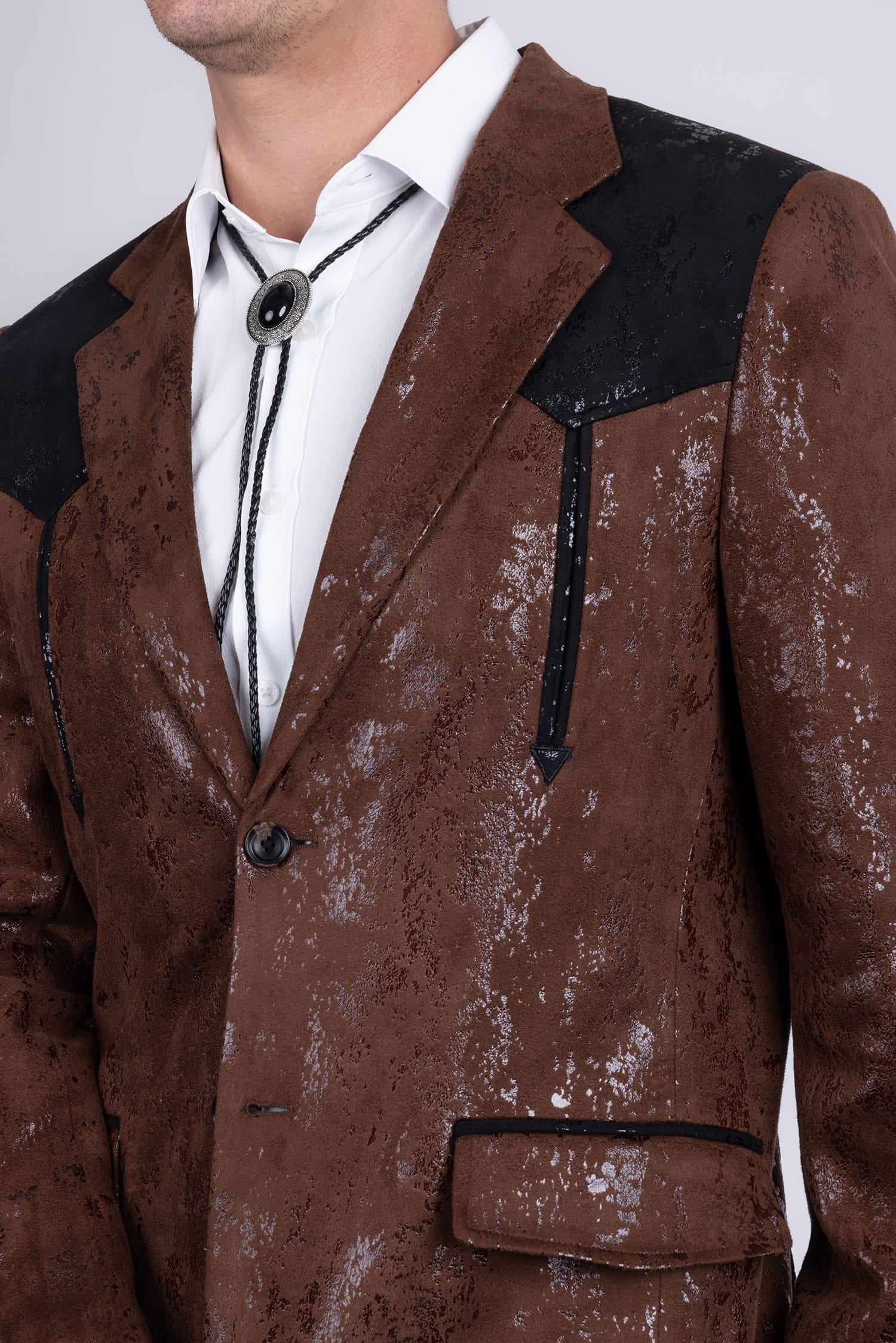 Barabas Men's Western Suede Notch Lapel Casual Blazer 5BL27 Brown