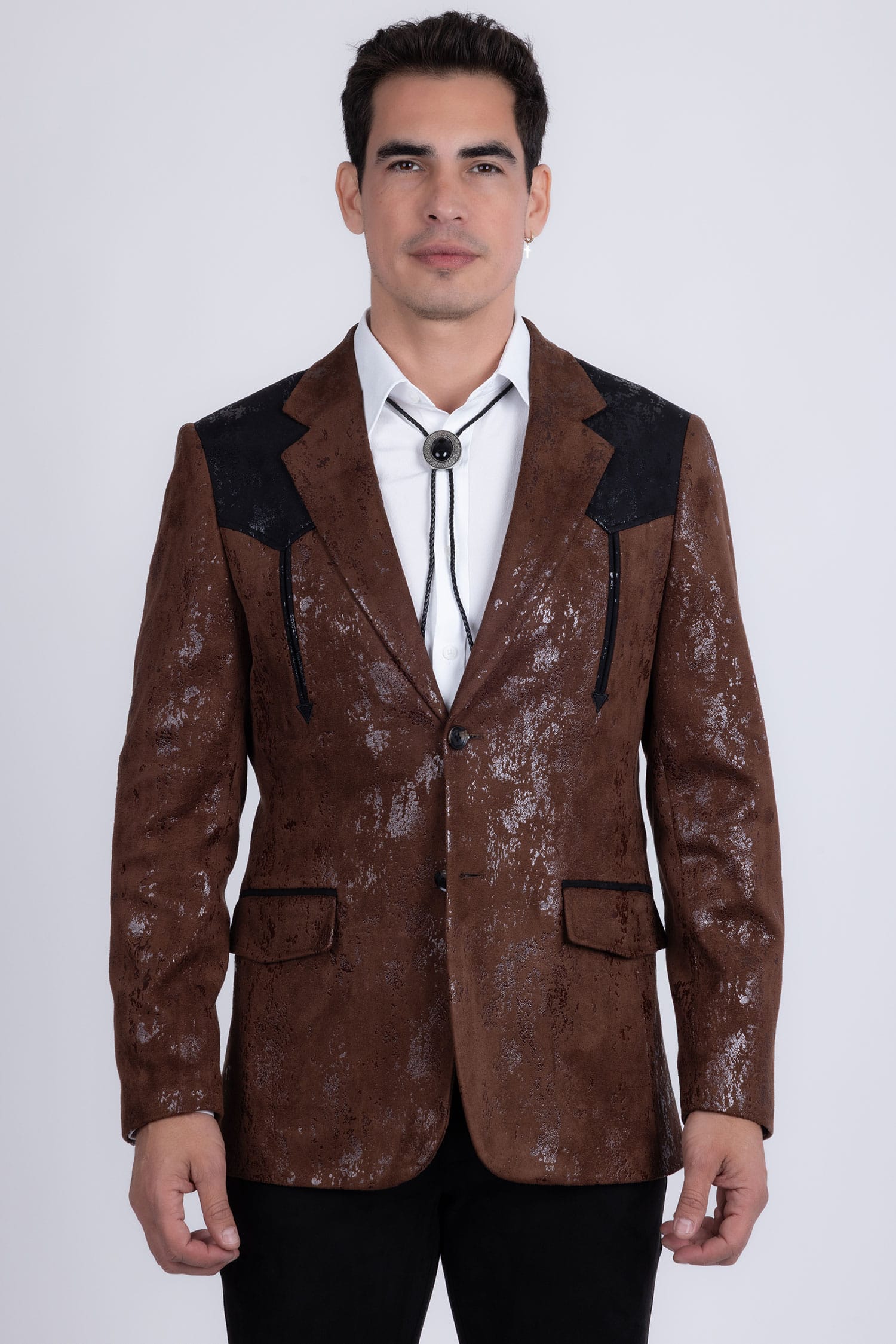 Barabas Men's Western Suede Notch Lapel Casual Blazer 5BL27 Brown