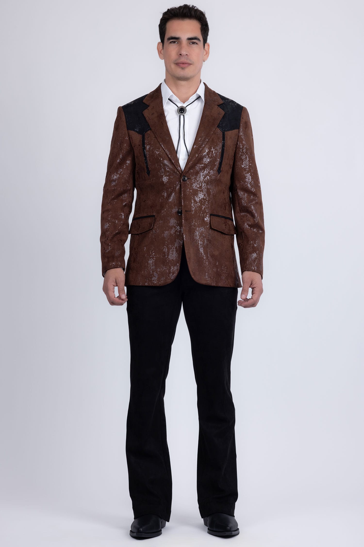 Barabas Men's Western Suede Notch Lapel Casual Blazer 5BL27 Brown