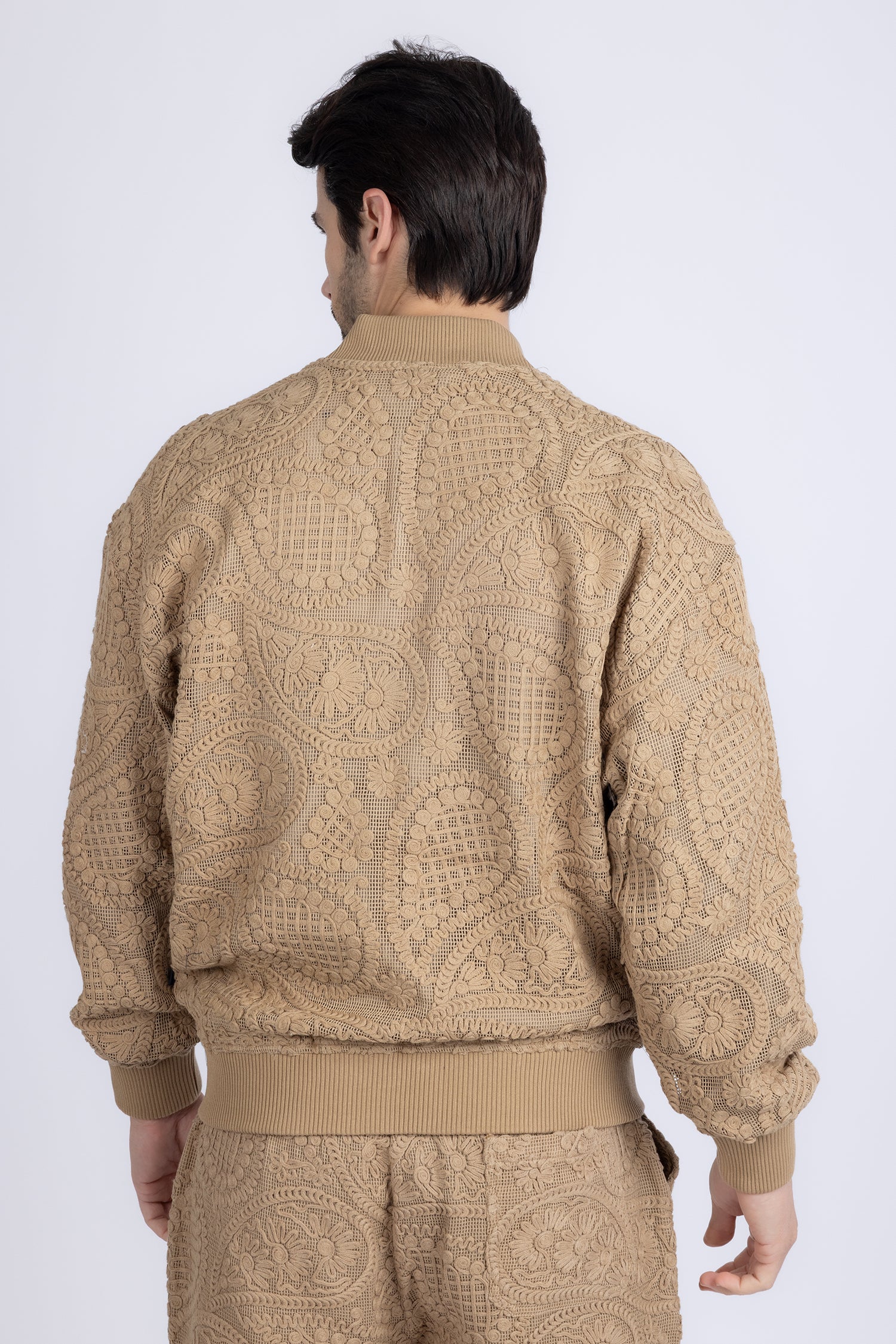 Barabas Men's Paisley Geometric Stretch Luxury Bomber Jacket 5BP02 Coffee