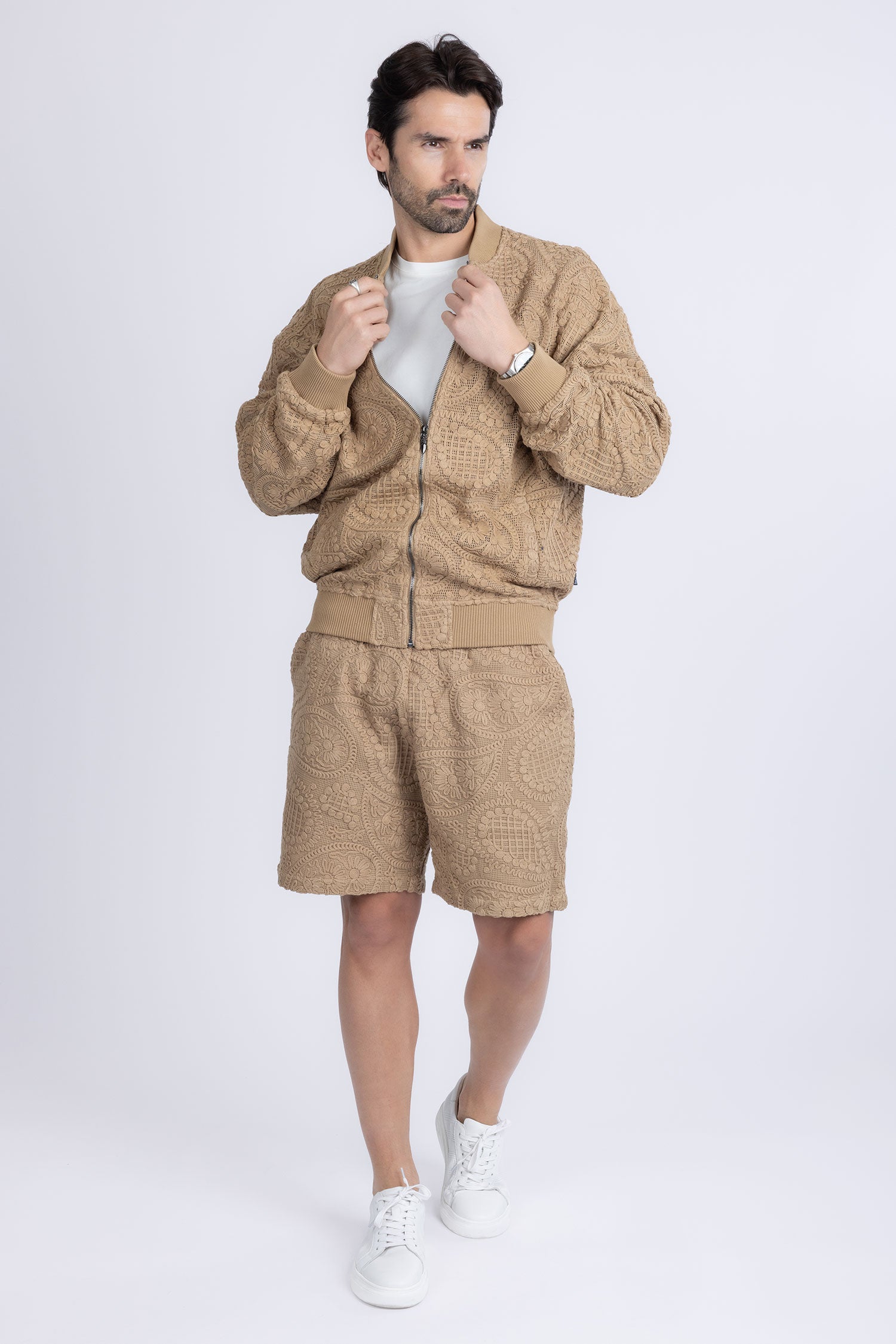 Barabas Men's Paisley Stretch Lightweight Drawstring Shorts 5BSP02 Camel