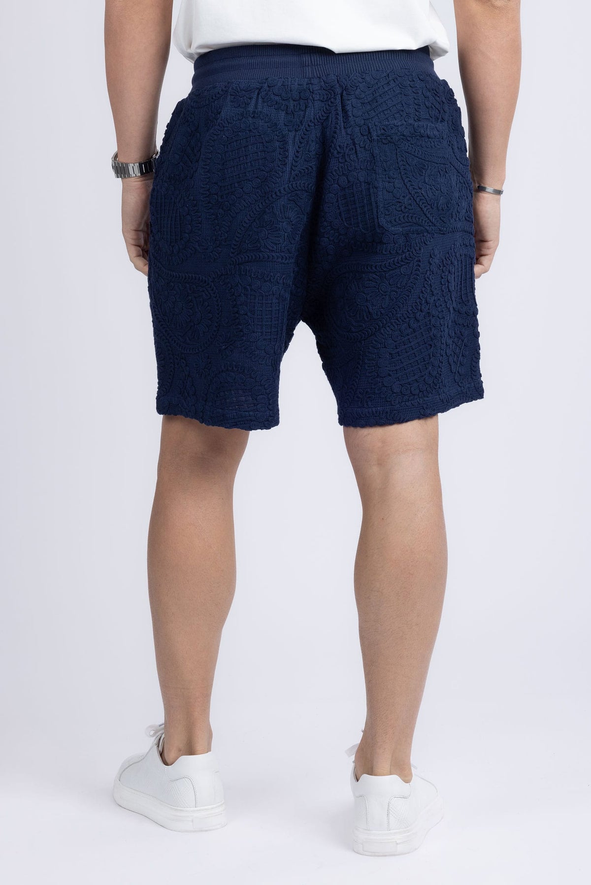 Barabas Men's Paisley Stretch Lightweight Drawstring Shorts 5BSP02 Blue