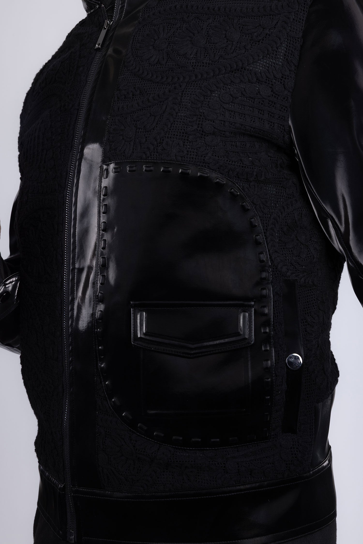 Barabas Men's Solid Color Embroidered Shiny Bomber Jacket 5C01 Black