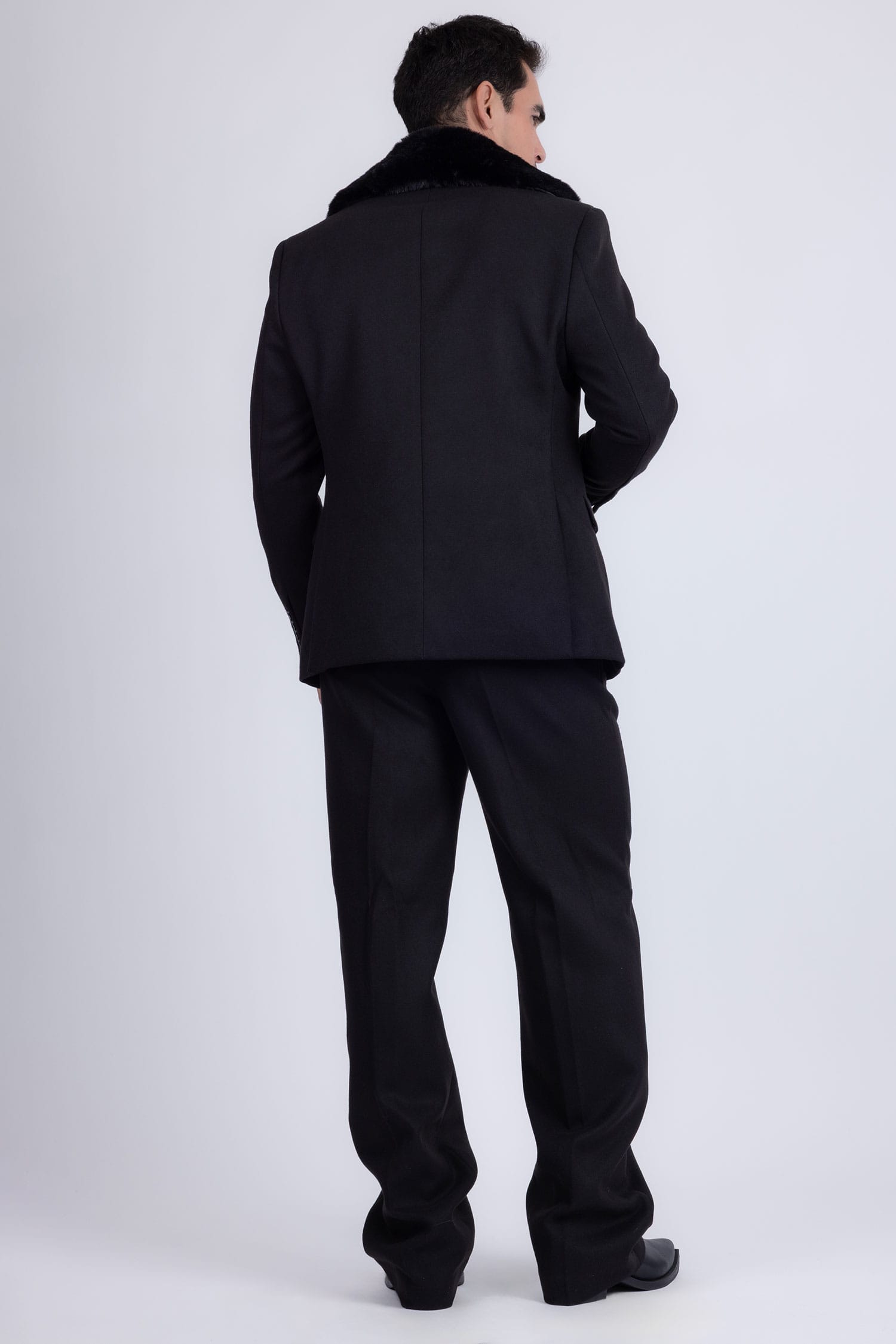 Barabas Men's Soft Fur Shawl Lapel Blazer Coat 5C03 Black
