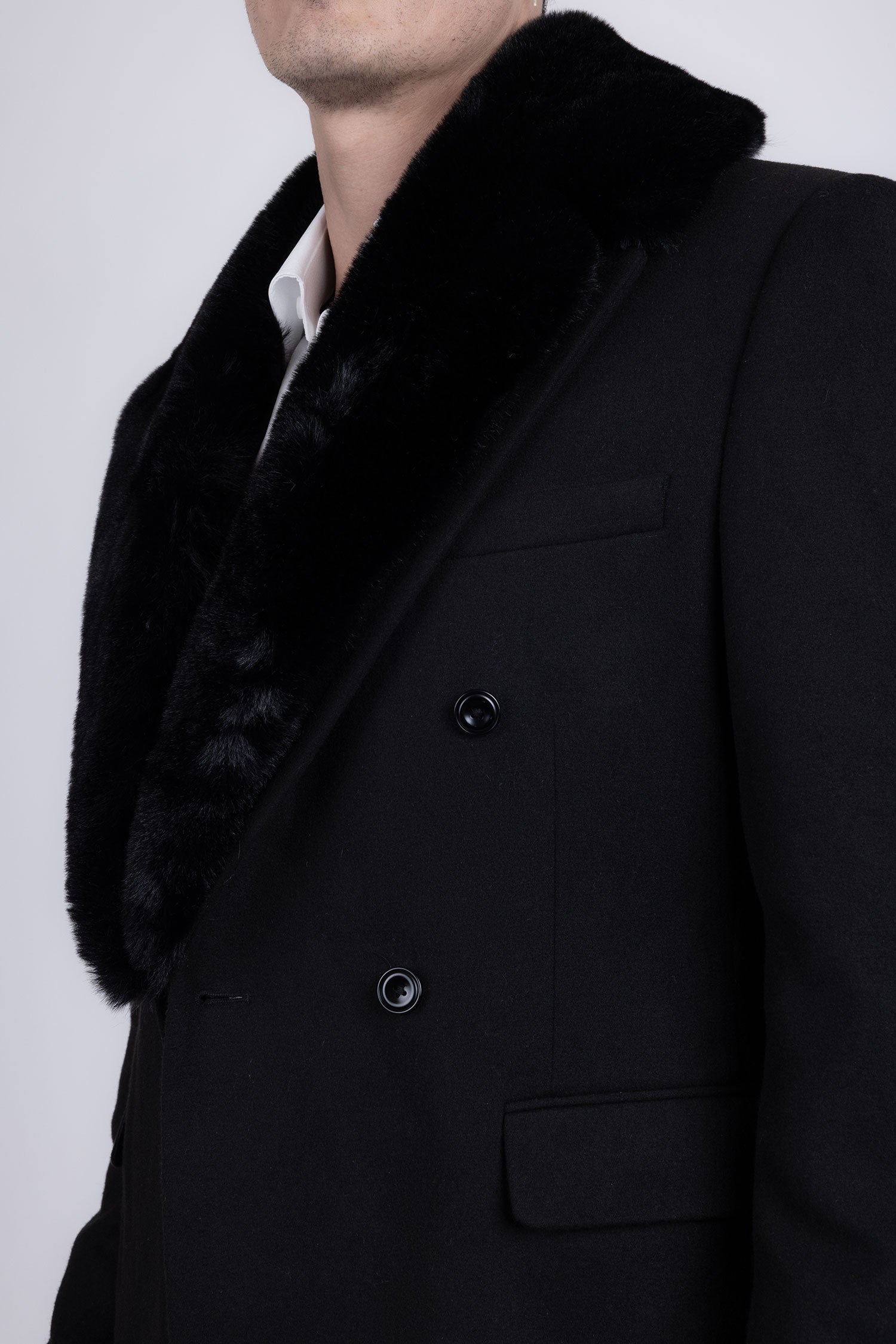 Barabas Men's Soft Fur Shawl Lapel Blazer Coat 5C03 Black
