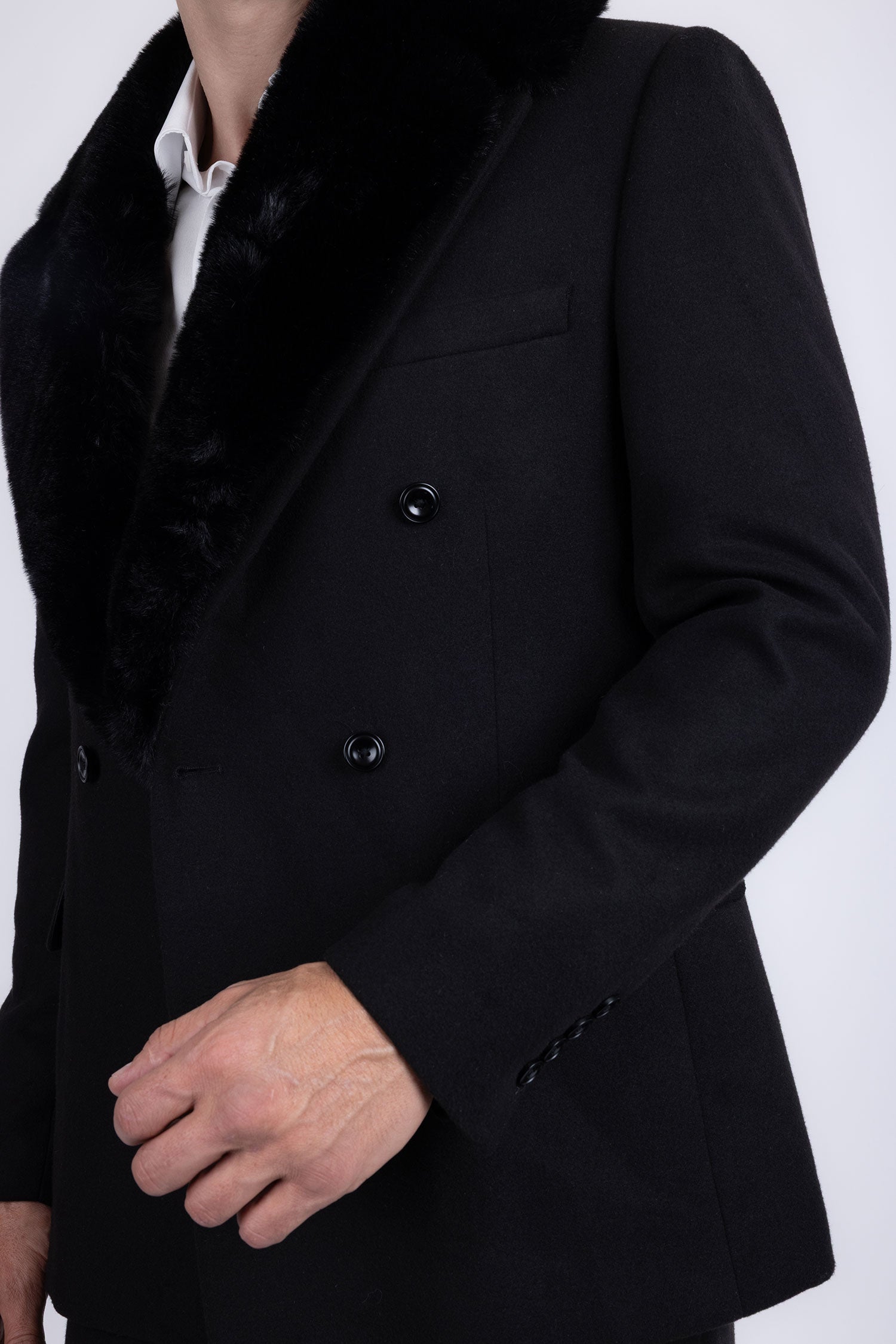 Barabas Men's Soft Fur Shawl Lapel Blazer Coat 5C03 Black