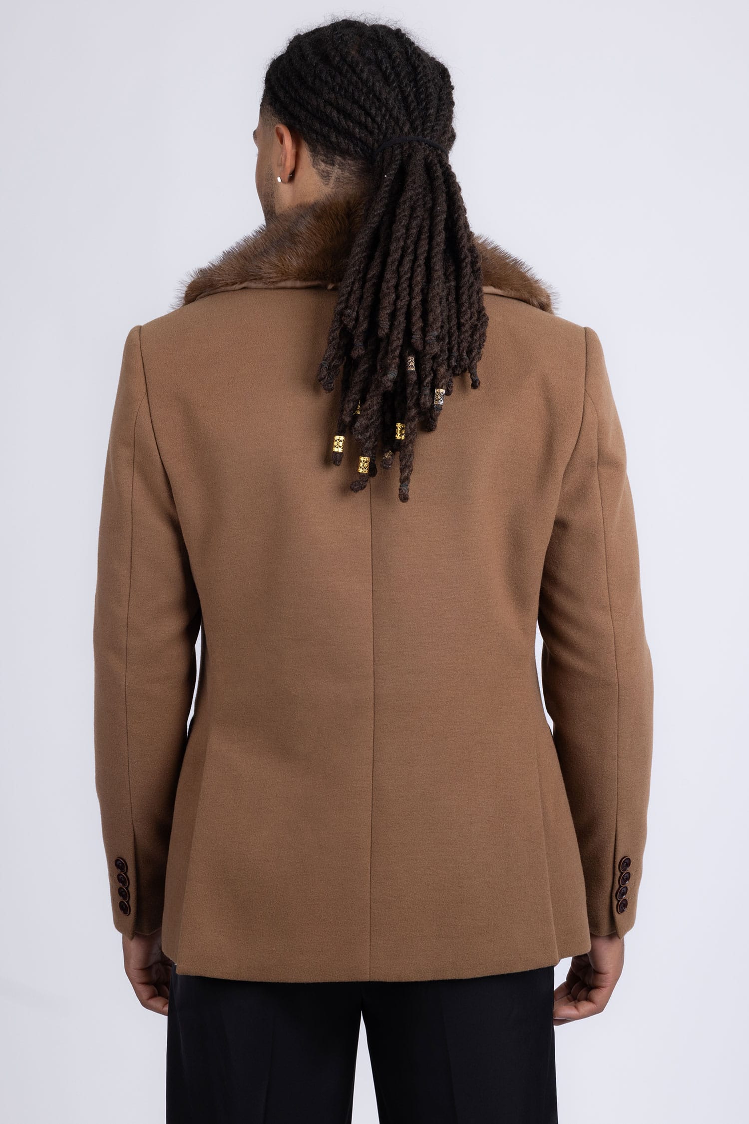 Barabas Men's Soft Fur Shawl Lapel Blazer Coat 5C03 Brown