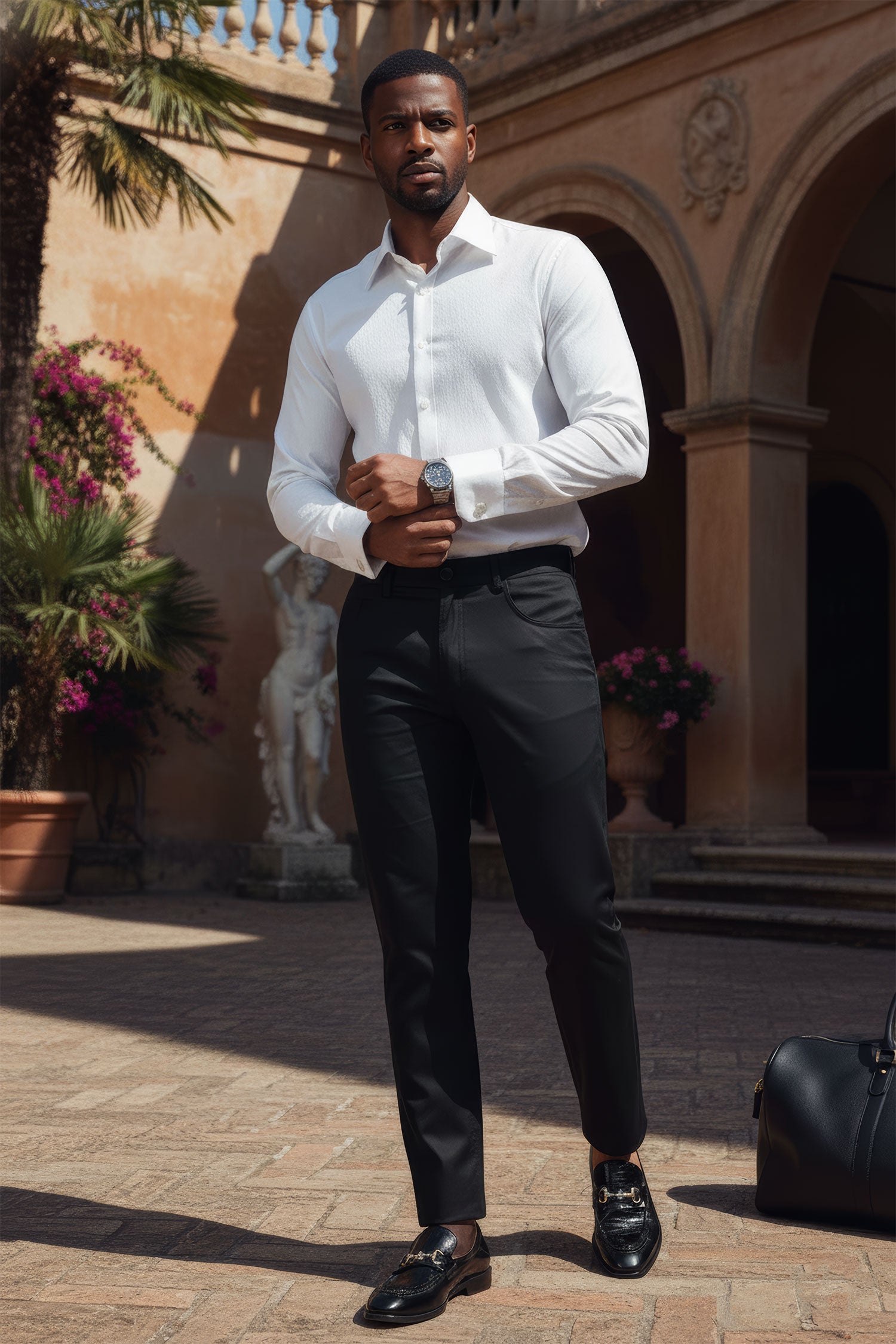 Barabas Men's Casual Solid Color Basic Essential Dress Pants 5CP01 Black