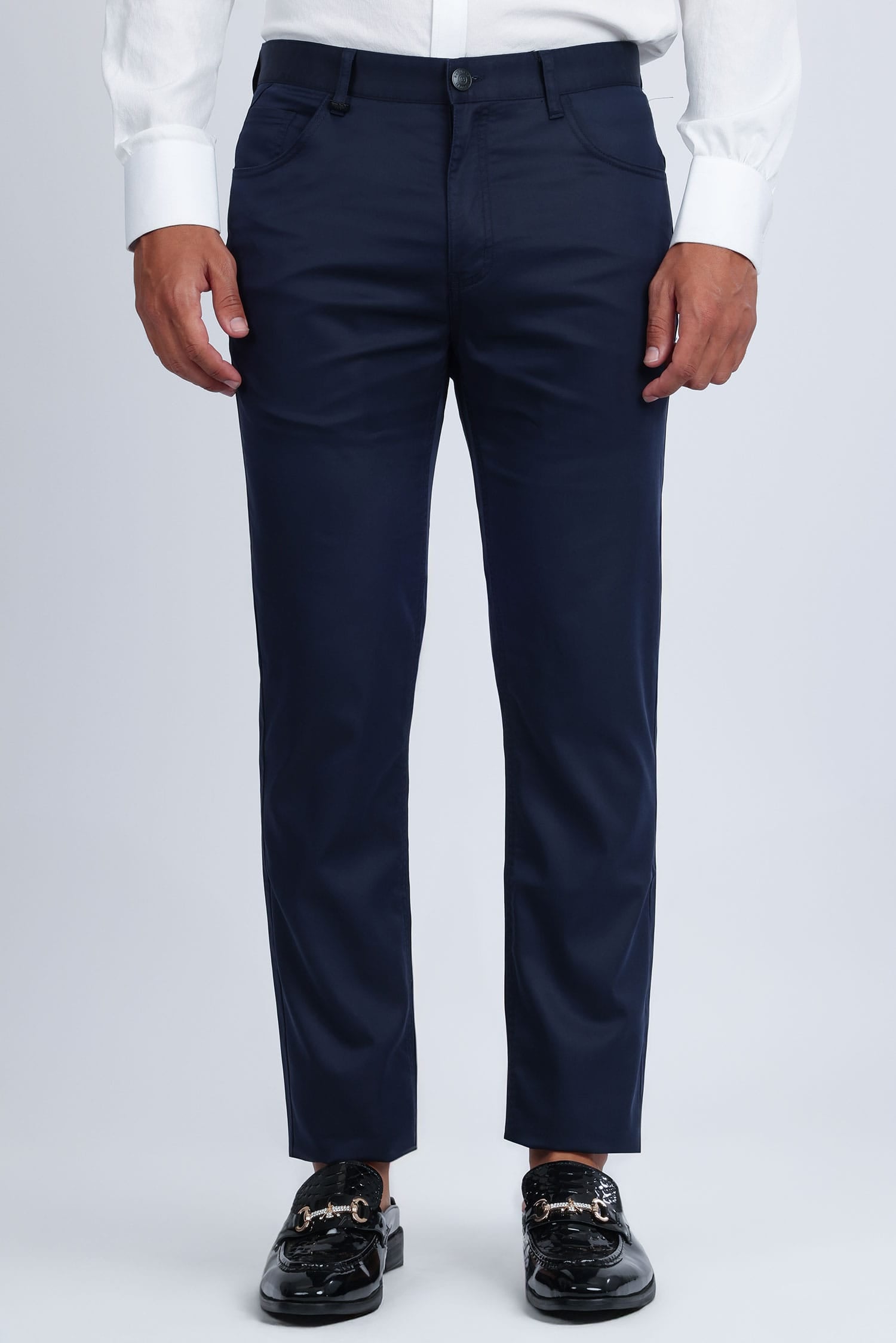 Barabas Men's Casual Solid Color Basic Essential Dress Pants 5CP01 Navy