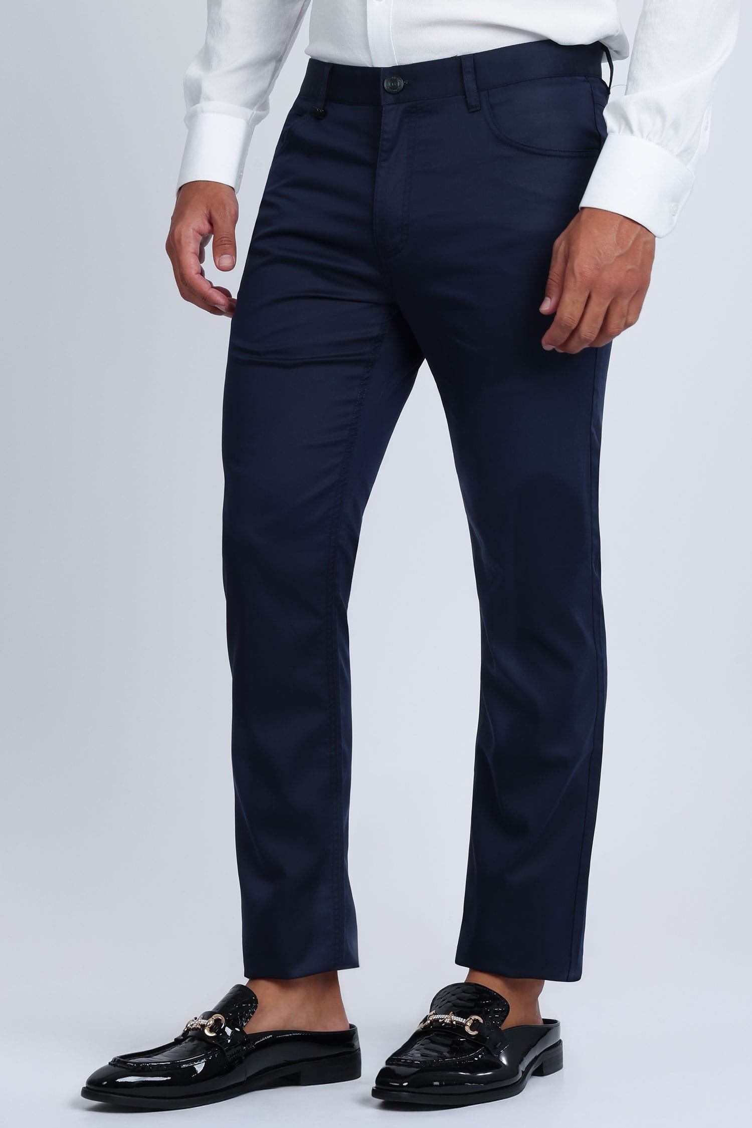 Barabas Men's Casual Solid Color Basic Essential Dress Pants 5CP01 Navy