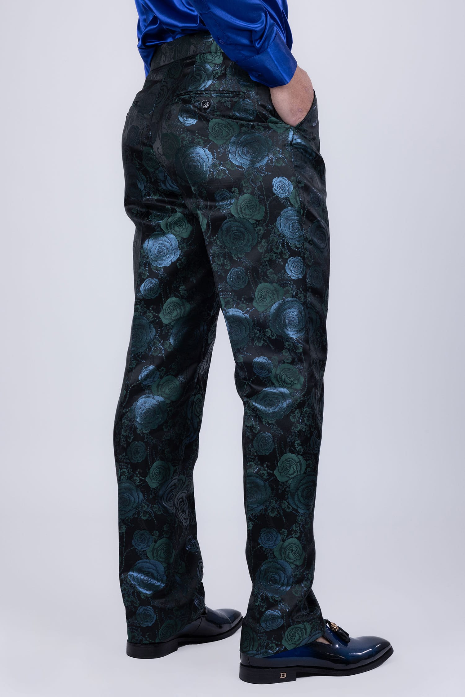 Barabas Men's Floral Slim Fit Chino Dress Pants 5CP02 Green