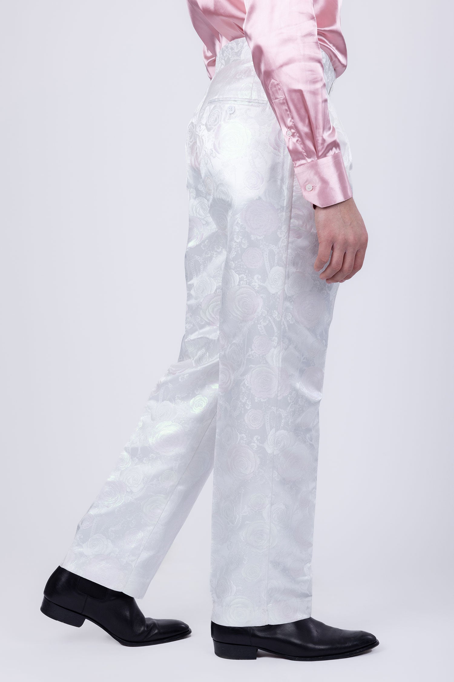 Barabas Men's Floral Slim Fit Chino Dress Pants 5CP02 White