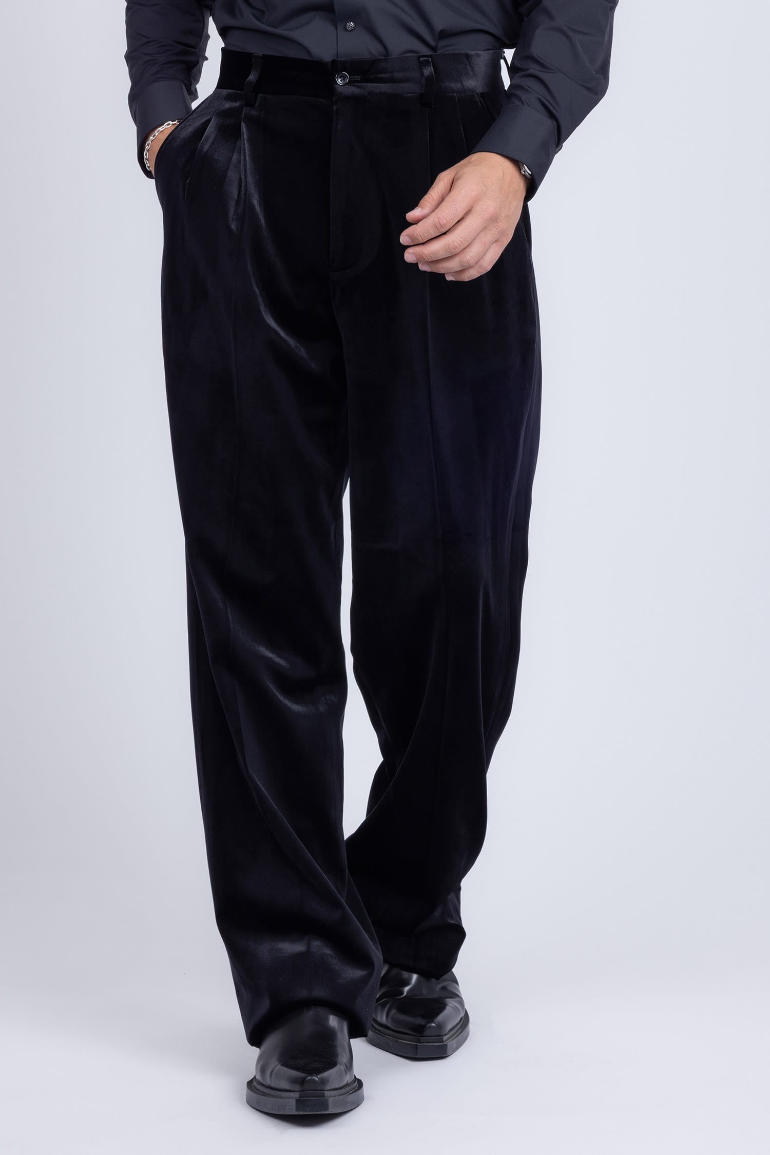 Barabas Men's Velvet Flare Casual Stretch Pants 5CP18 Black