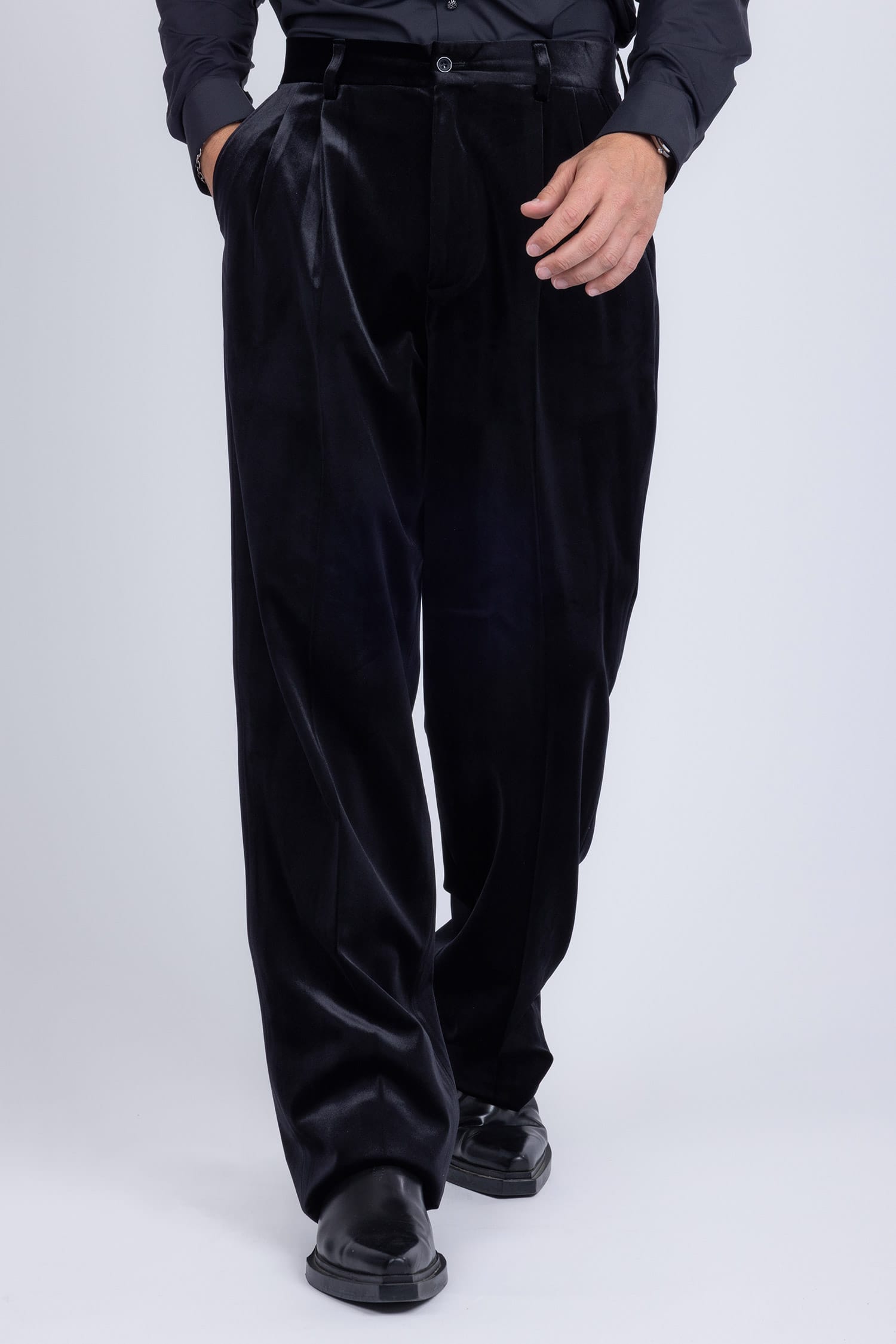 Barabas Men's Velvet Flare Casual Stretch Pants 5CP18 Black