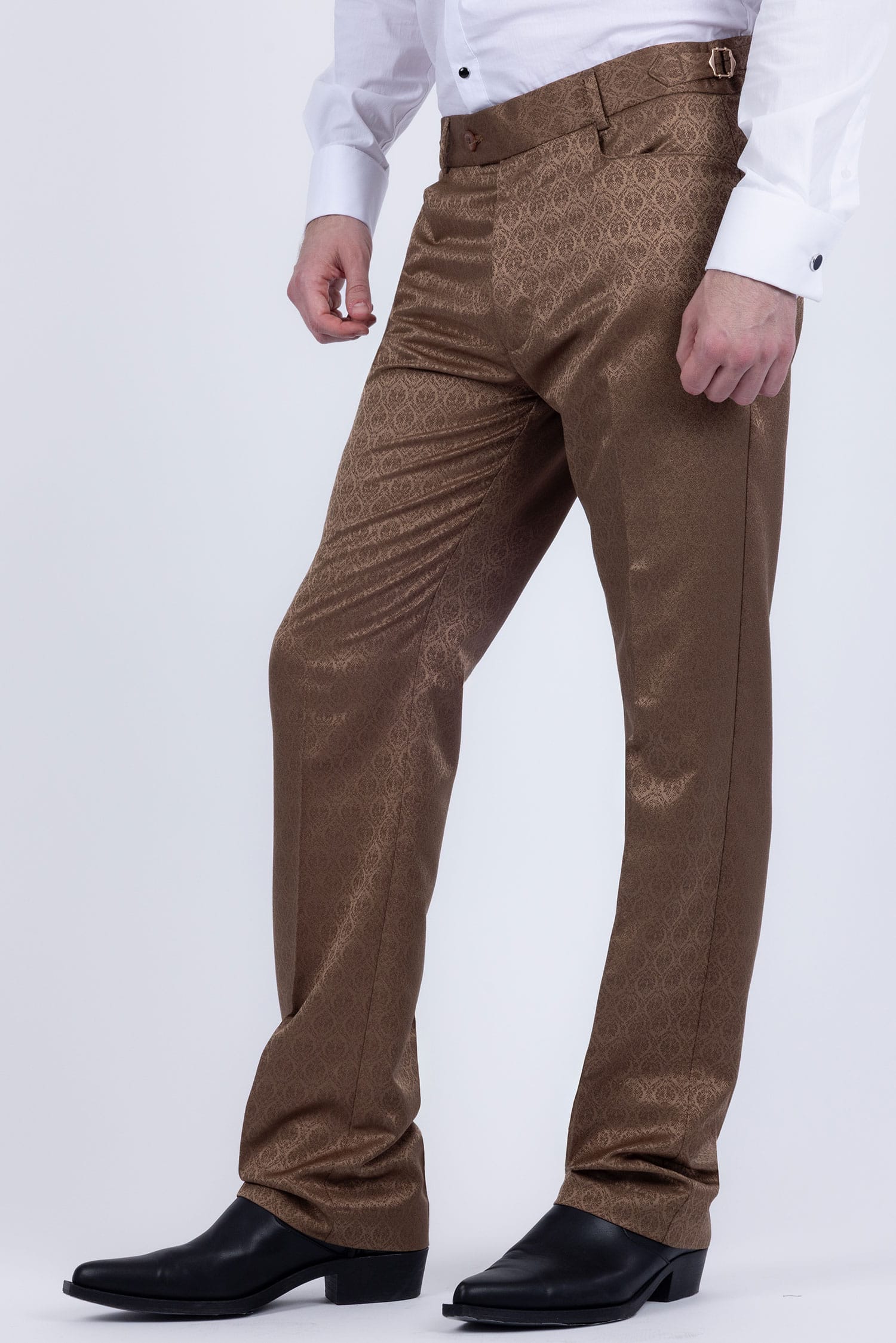 Barabas Men's Floral Pattern Casual Dress Pants 5CP24 Golden Brown