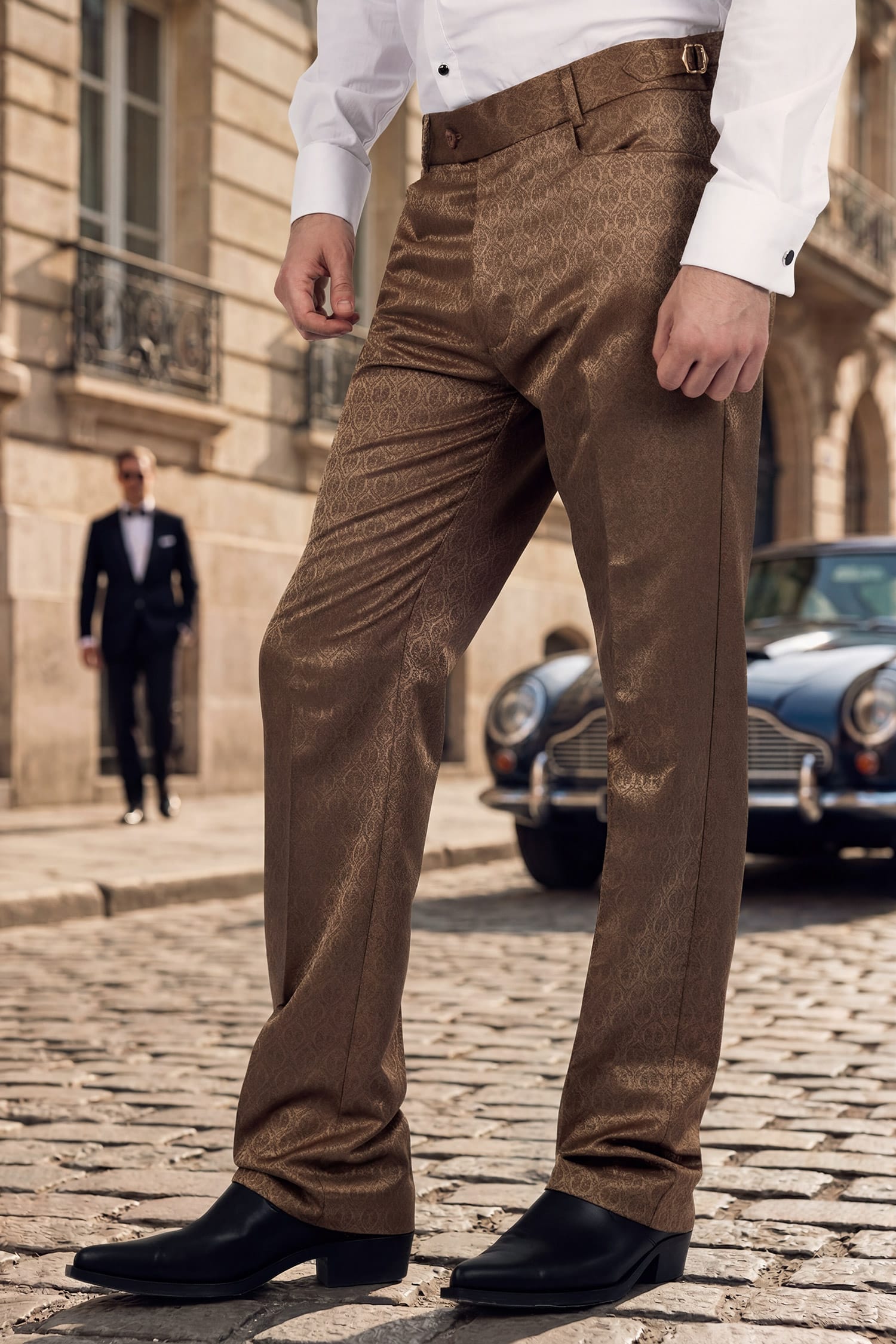 Barabas Men's Floral Pattern Casual Dress Pants 5CP24 Golden Brown