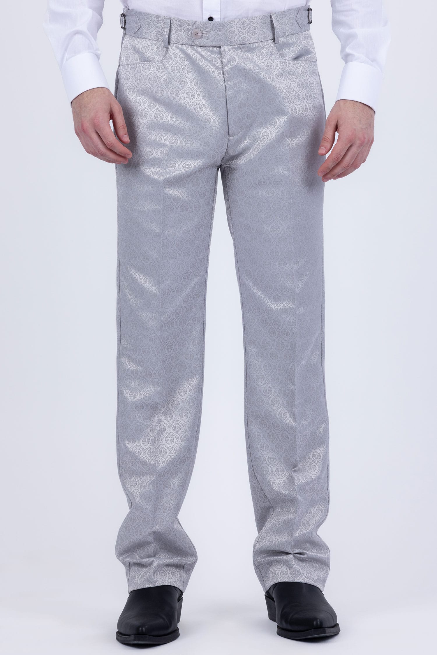 Barabas Men's Floral Pattern Casual Dress Pants 5CP24 Silver