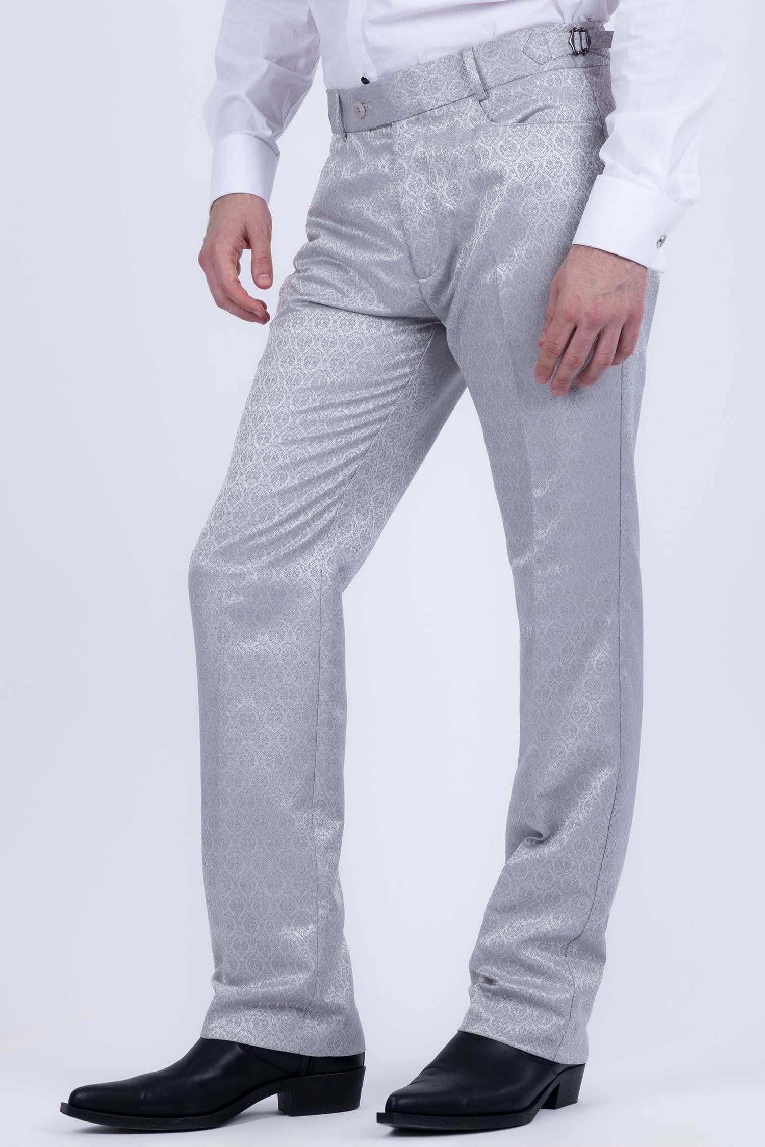 Barabas Men's Floral Pattern Casual Dress Pants 5CP24 Silver