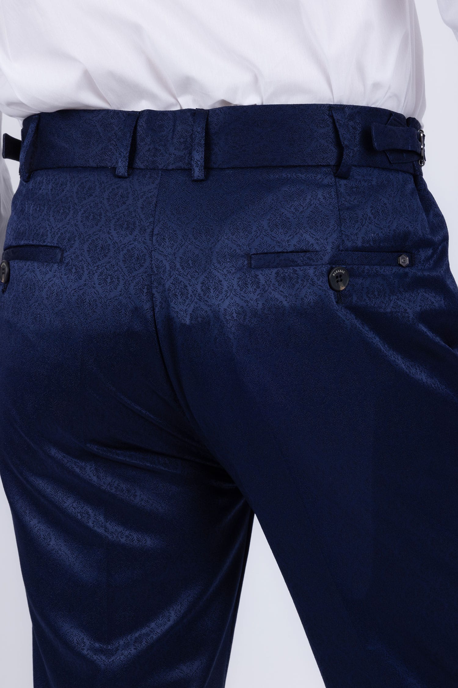 Barabas Men's Floral Pattern Casual Dress Pants 5CP24 Navy