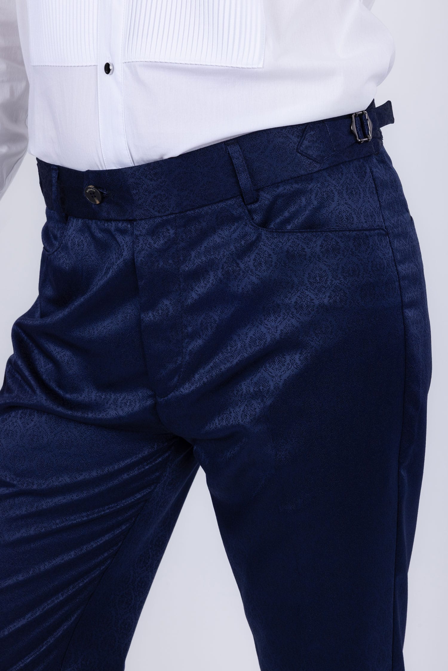 Barabas Men's Floral Pattern Casual Dress Pants 5CP24 Navy