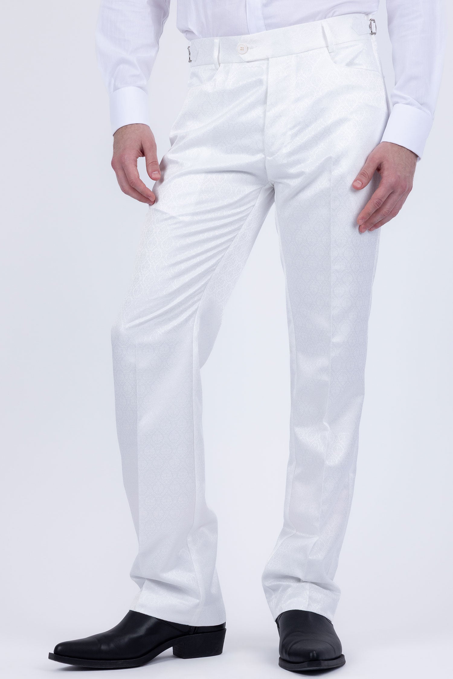 Barabas Men's Floral Pattern Casual Dress Pants 5CP24 White