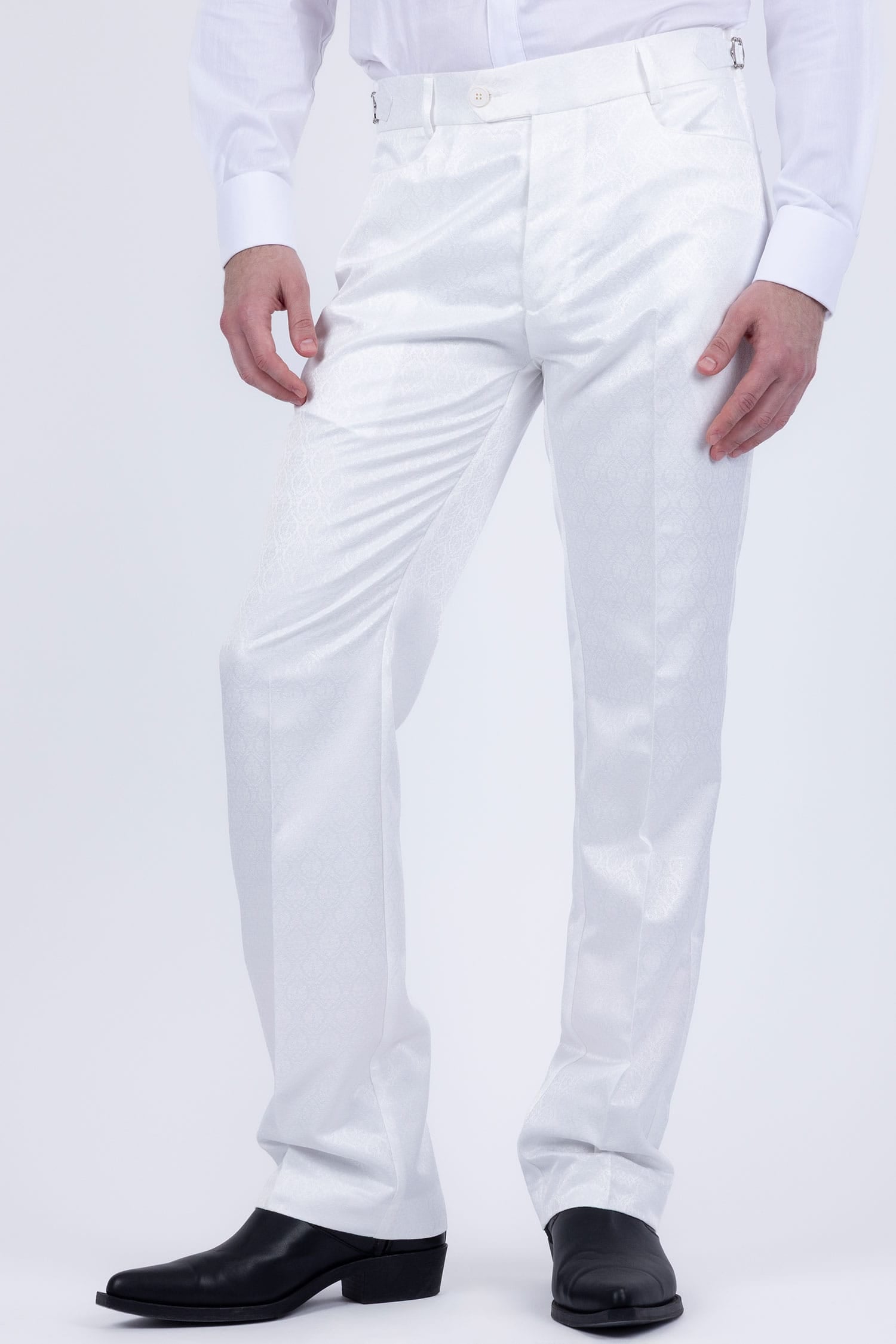 Barabas Men's Floral Pattern Casual Dress Pants 5CP24 White