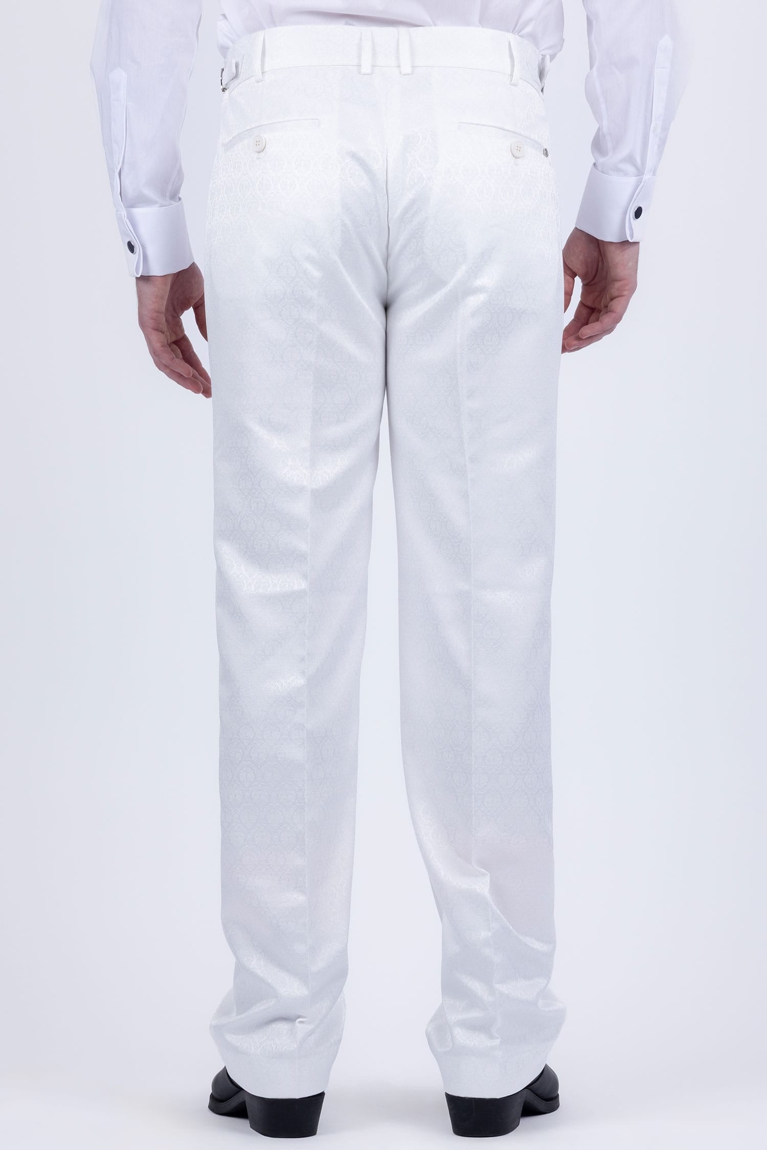 Barabas Men's Floral Pattern Casual Dress Pants 5CP24 White