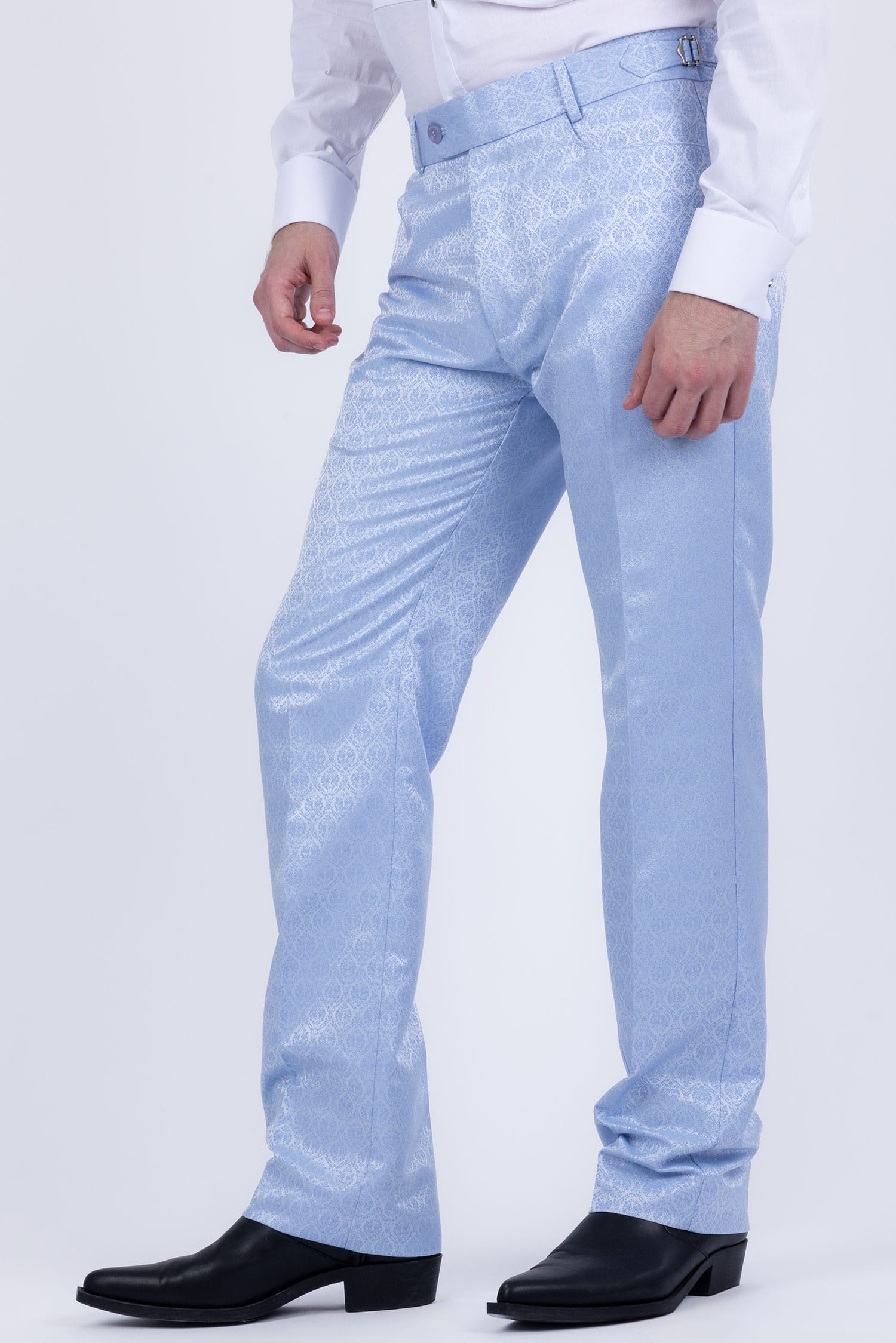 Barabas Men's Floral Pattern Casual Dress Pants 5CP24 Light Blue