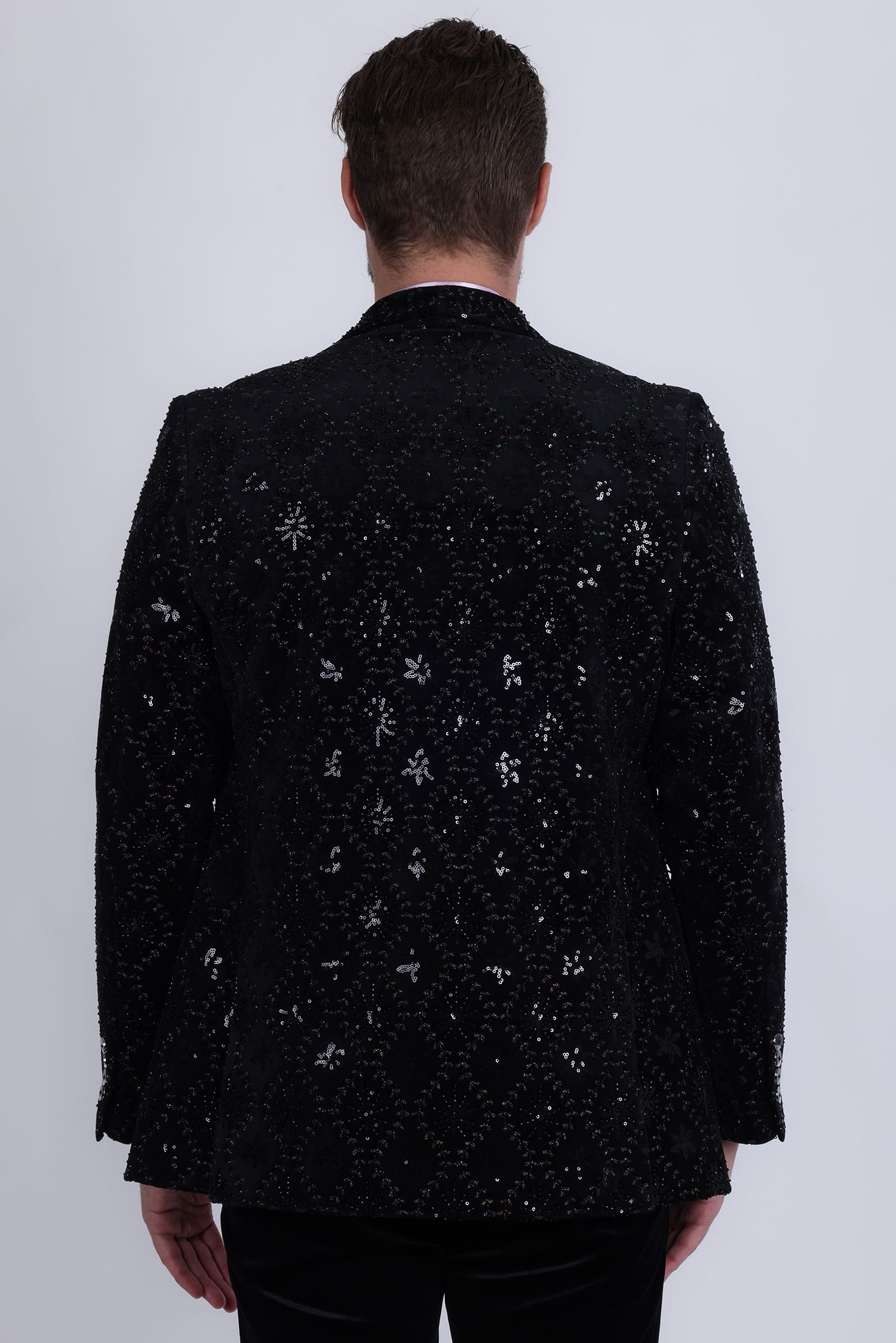 Barabas Men's Rhinestones Studs Notch Lapel Casual Blazer 5EBL21 Black