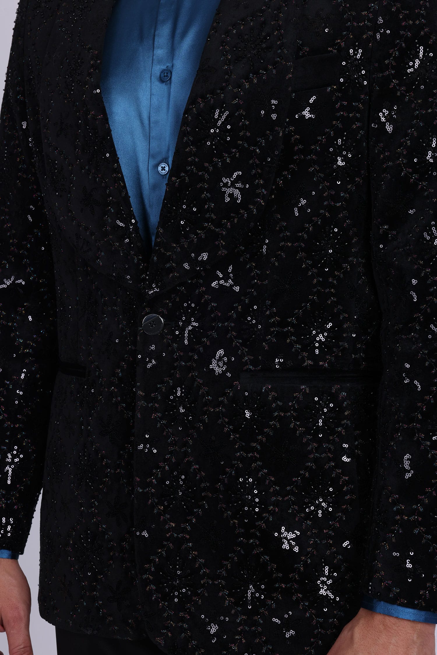 Barabas Men's Rhinestones Studs Notch Lapel Casual Blazer 5EBL21 Black