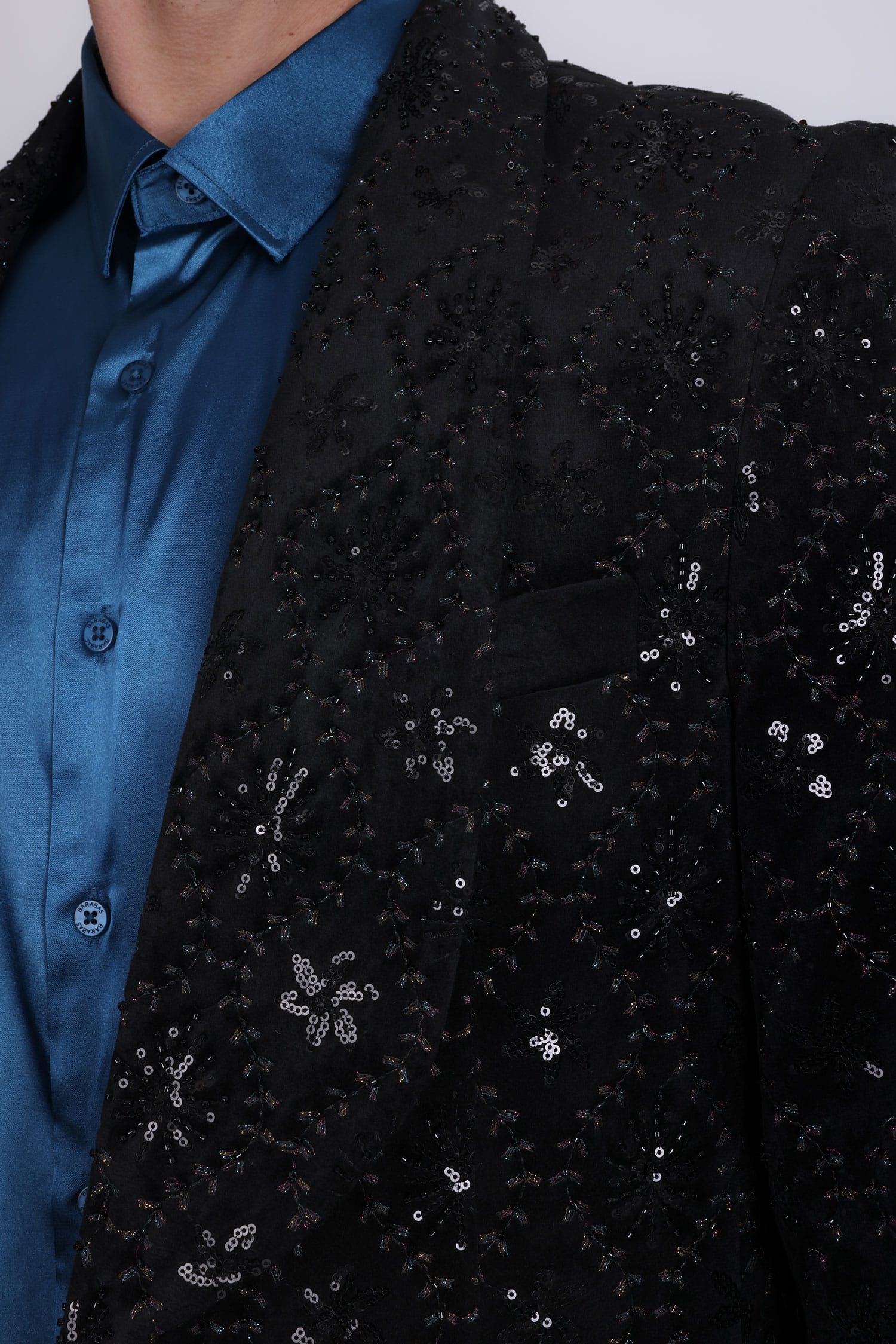 Barabas Men's Rhinestones Studs Notch Lapel Casual Blazer 5EBL21 Black