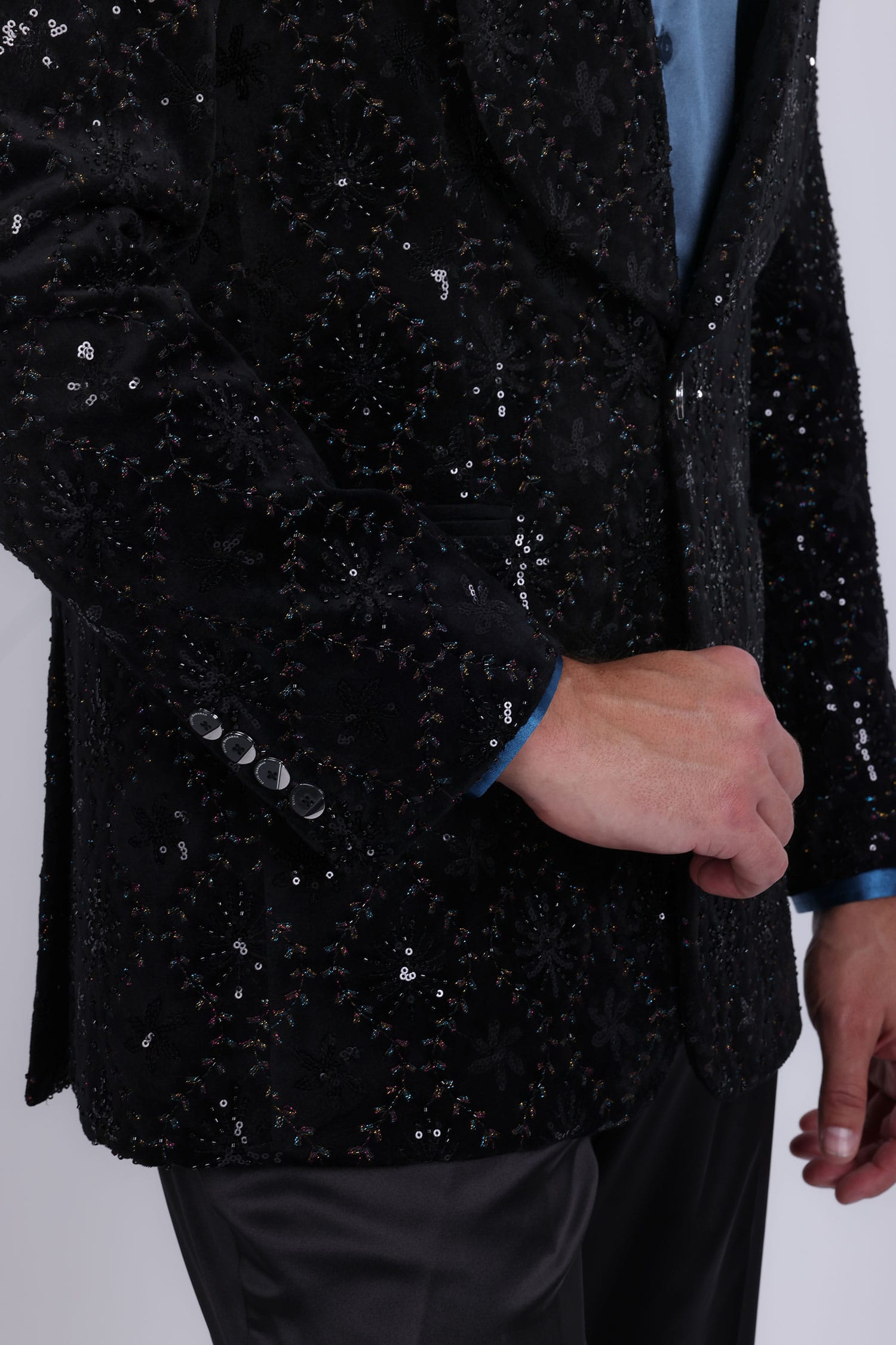 Barabas Men's Rhinestones Studs Notch Lapel Casual Blazer 5EBL21 Black
