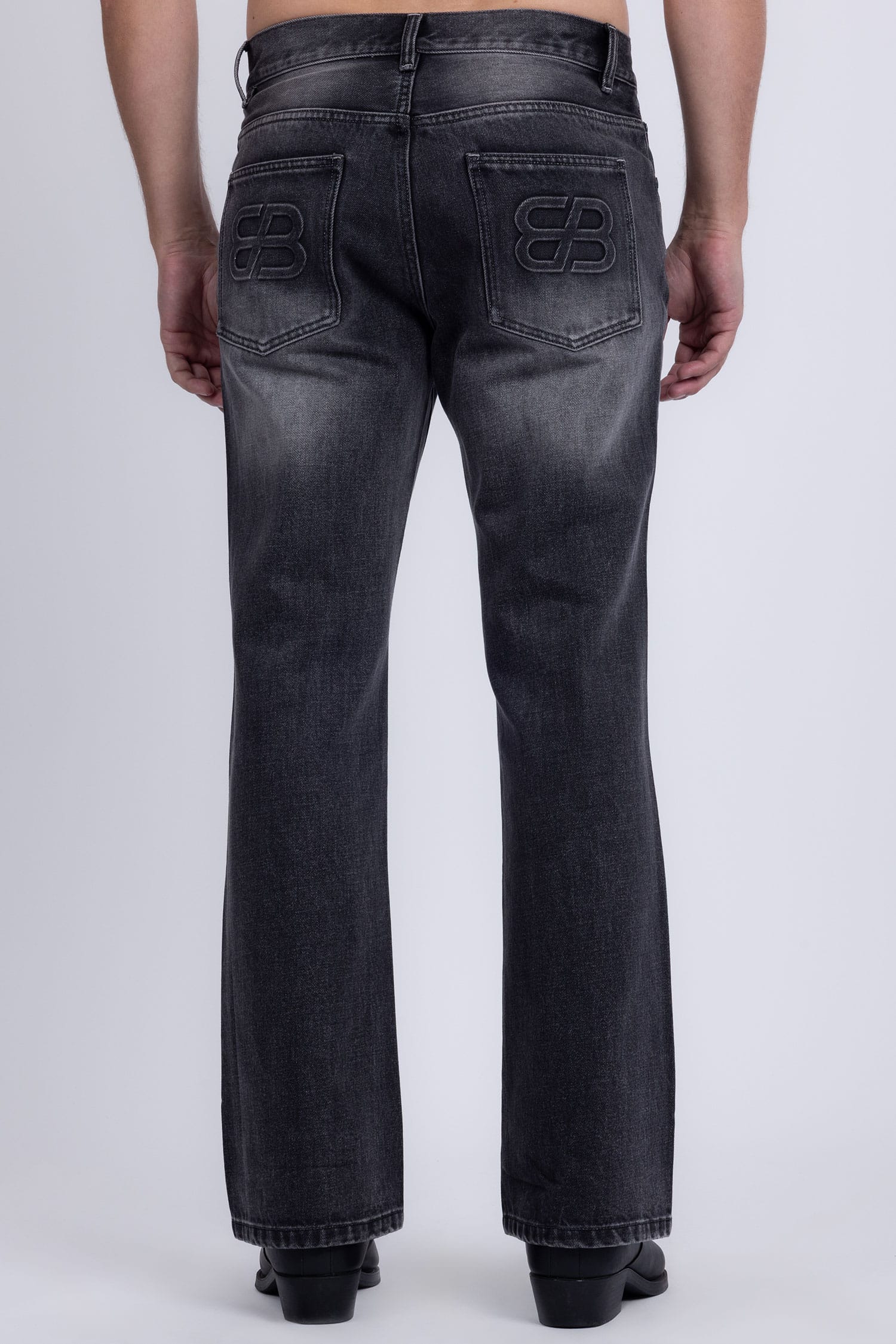 Barabas Men's Ripped Washed Rhinestone Casual Stretch Jeans 5ED03 Black