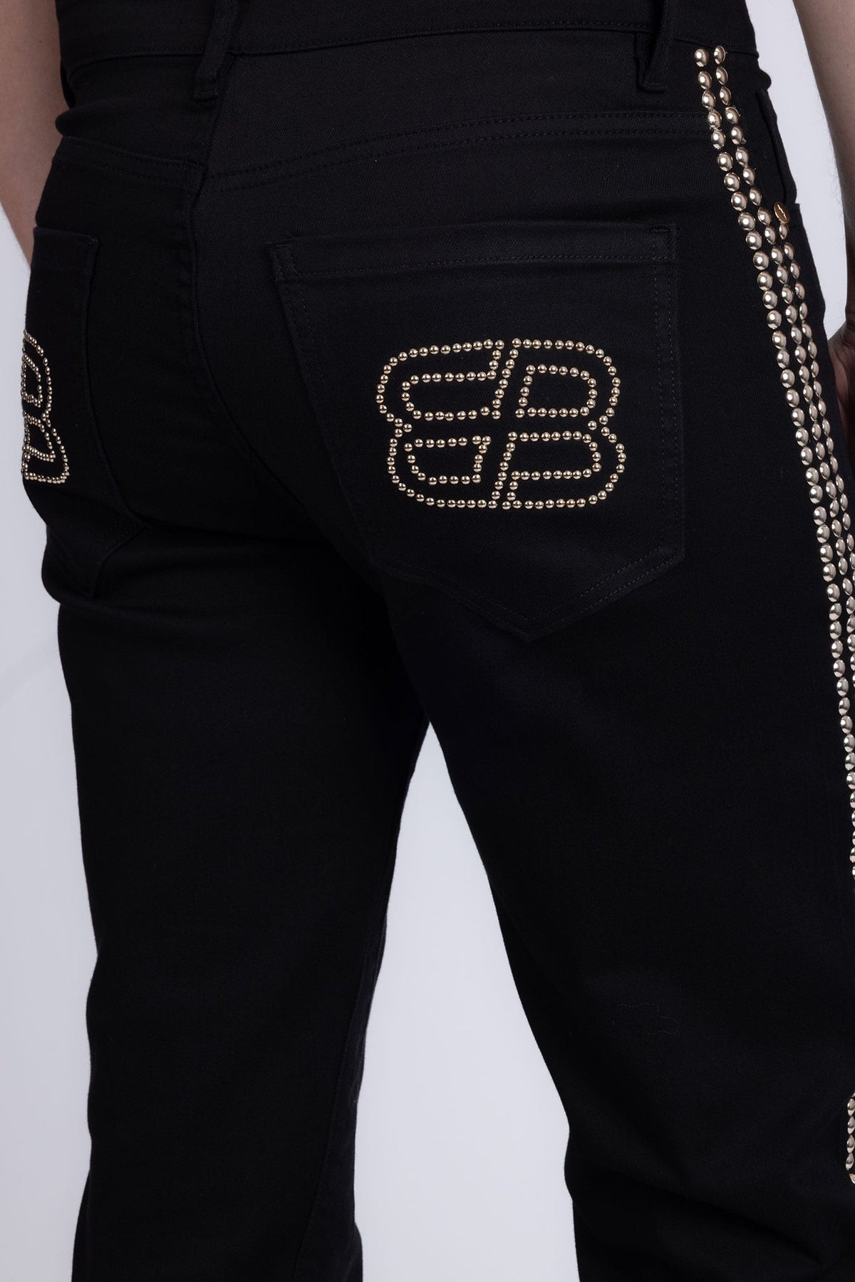 Barabas Men's Studded Stretchable Denim Solid Color Jeans 5ED04 Black