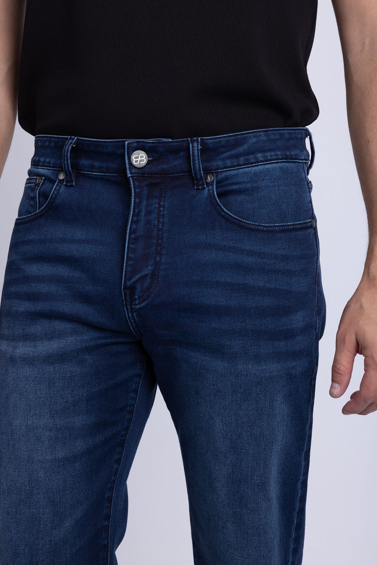 Barabas Men's Straight Fit Premium Casual Denim Jeans 5JE01 #Color_Dark Blue