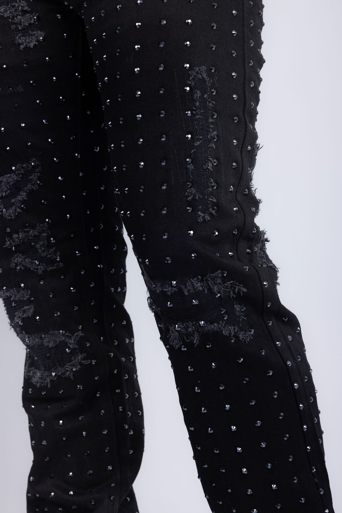 Barabas Men's Rhinestone Denim Casual Washed Jeans 5JES01 Black Gun Metal