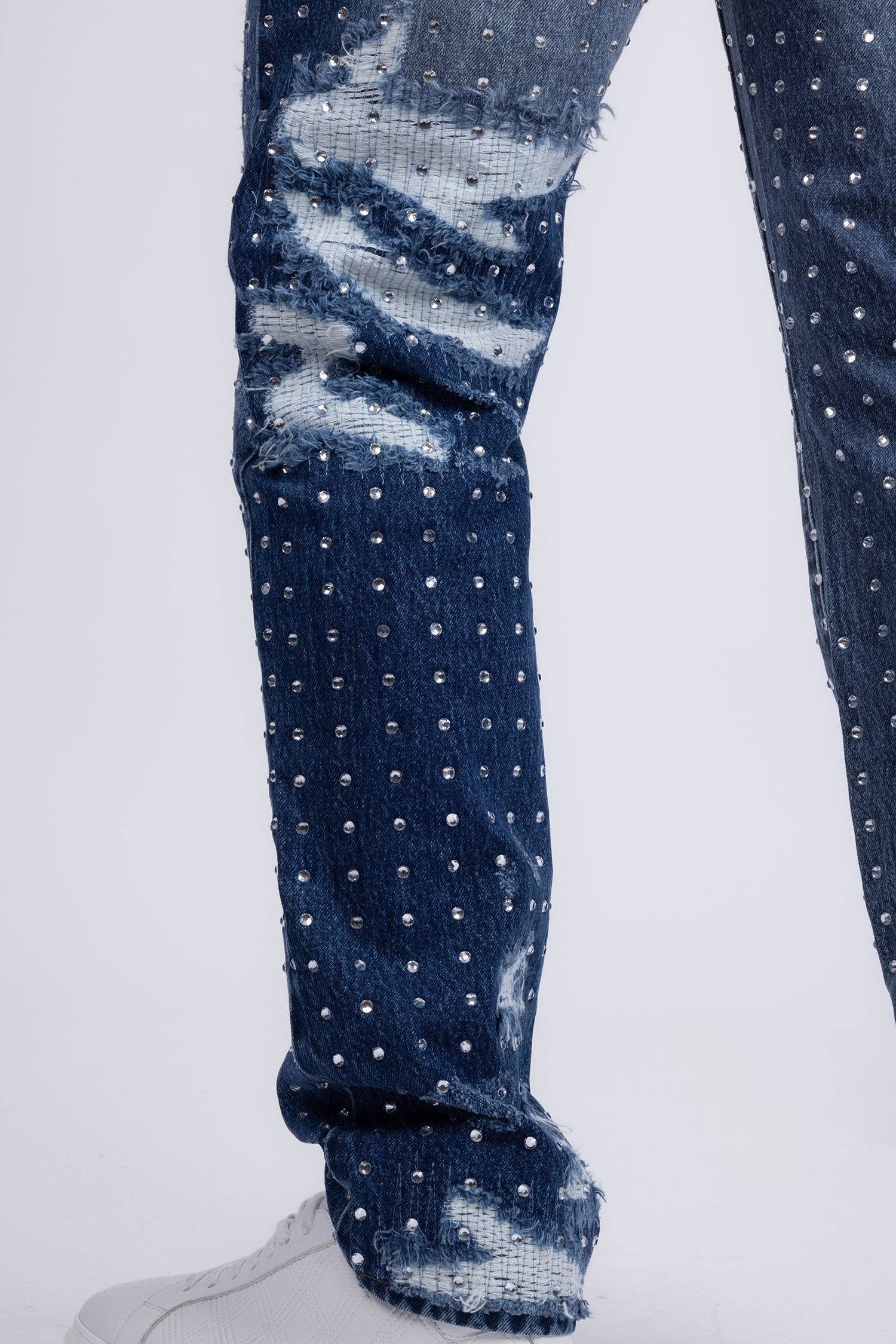 Barabas Men's Rhinestone Denim Casual Washed Jeans 5JES01 Blue