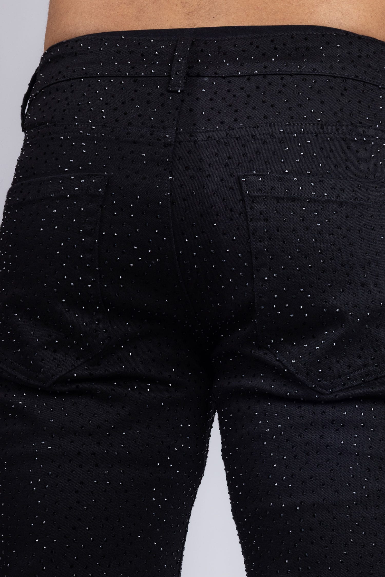 Barabas Men's Rhinestone Ripped Denim Stretch Jeans 5JES03 Black Black