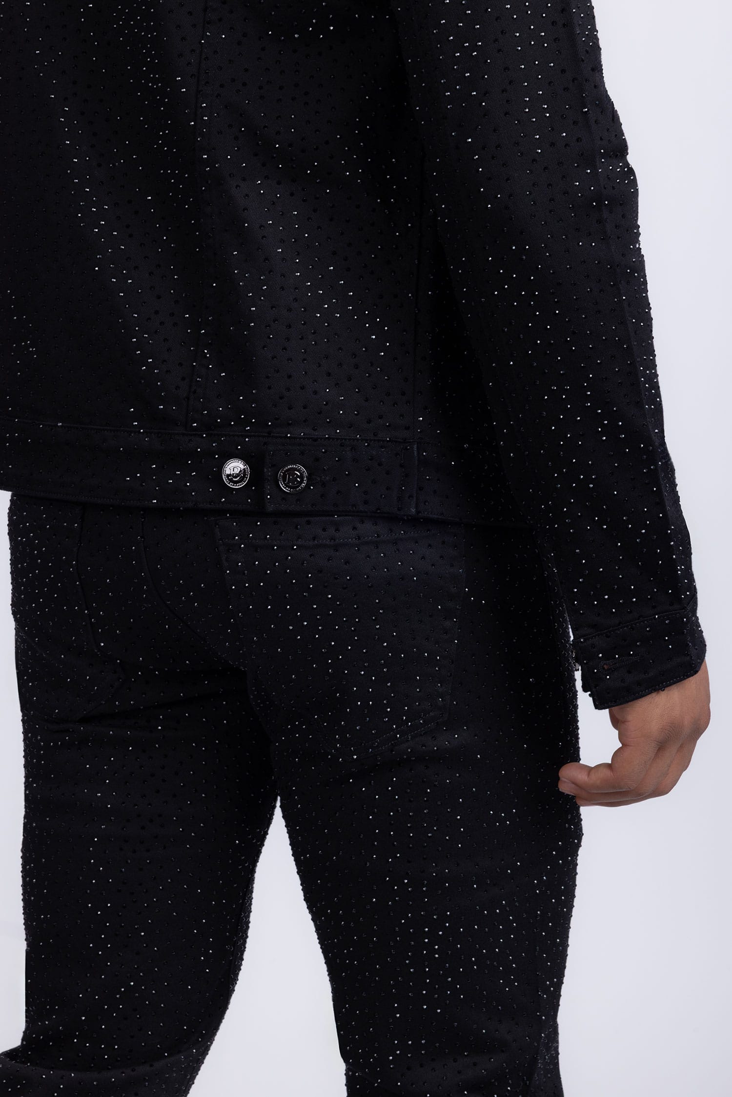 Barabas Men's Rhinestone Denim Casual Luxury Jacket 5JVS03 Black