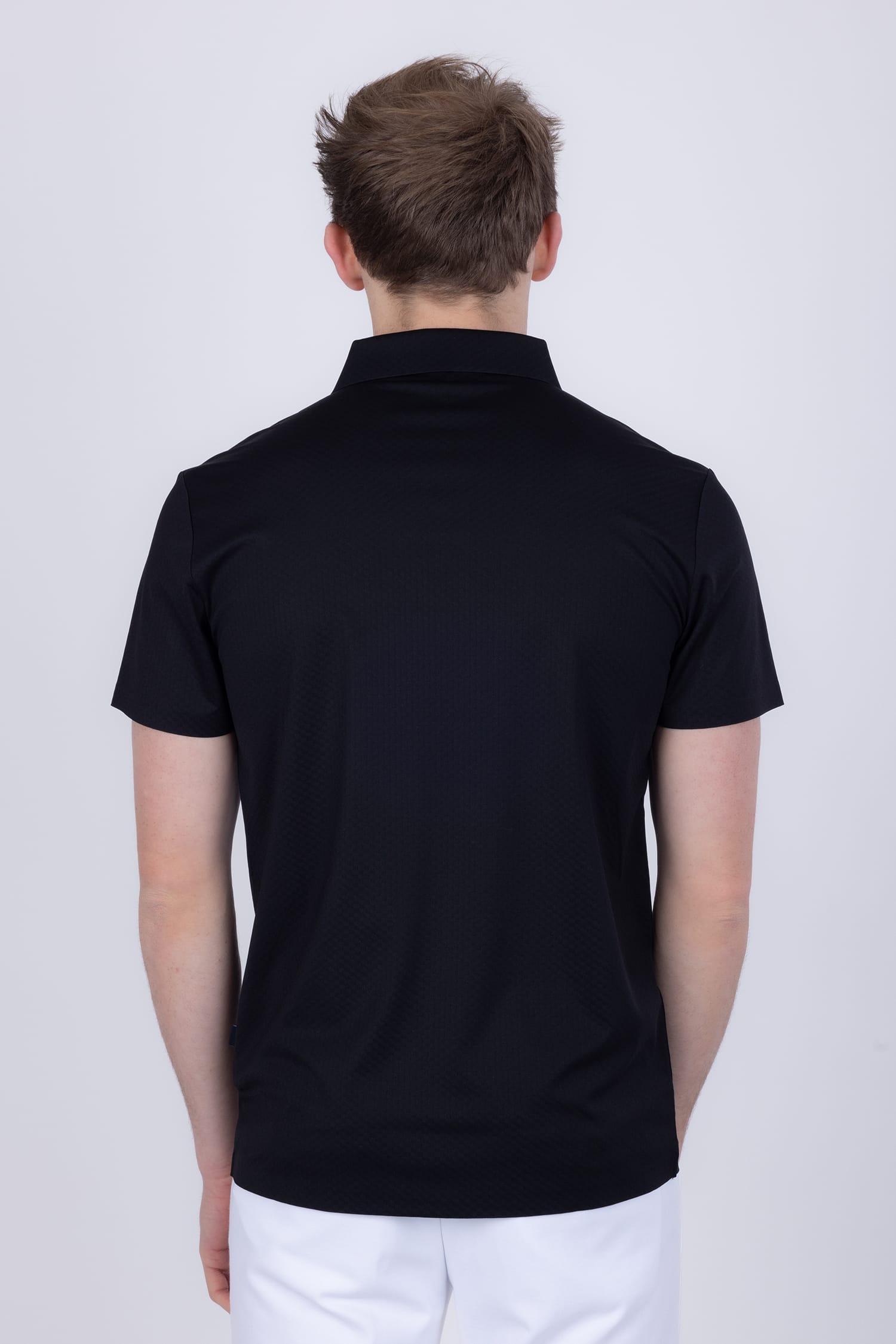 Barabas Men's Solid Color Textured Stretch Premium Polo Shirts 5P04 Black